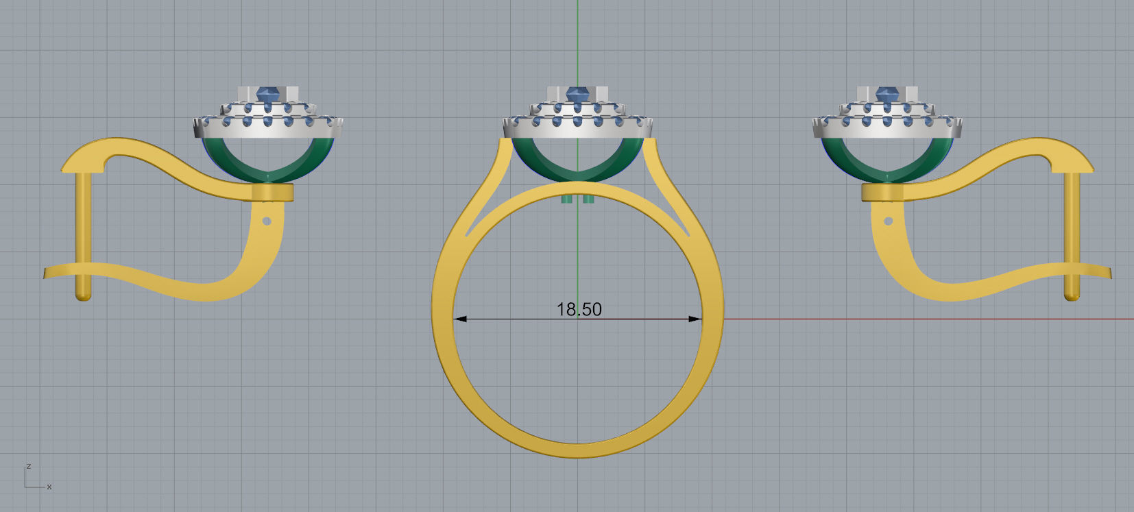 Ring and Earrings Diamond jewelry set 3d print model A73 3D print model_11