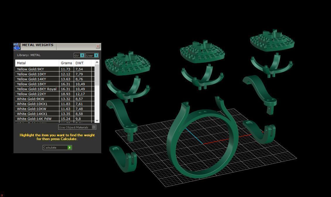 Ring and Earrings Diamond jewelry set 3d print model A73 3D print model_10