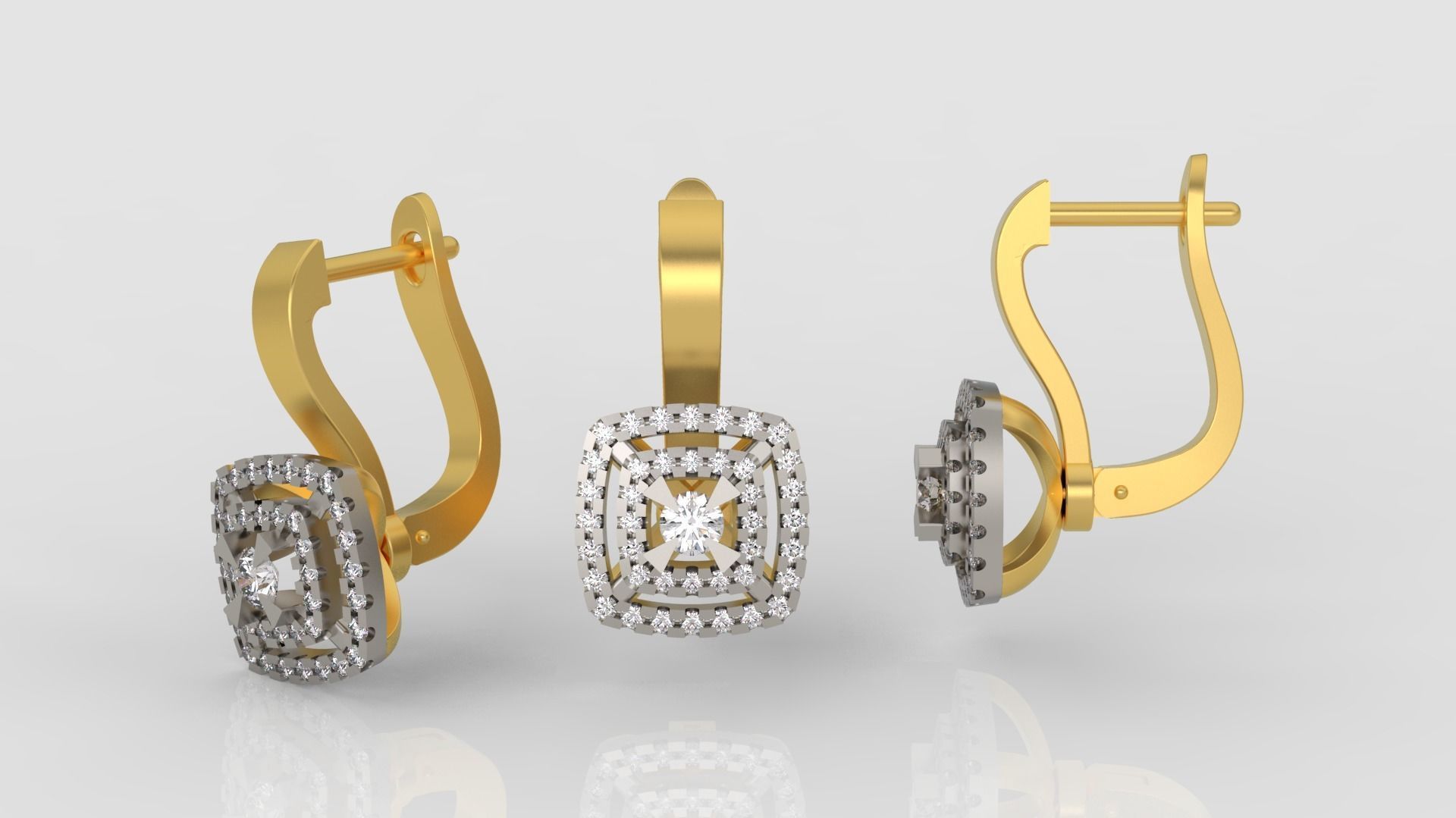 Ring and Earrings Diamond jewelry set 3d print model A73 3D print model_6