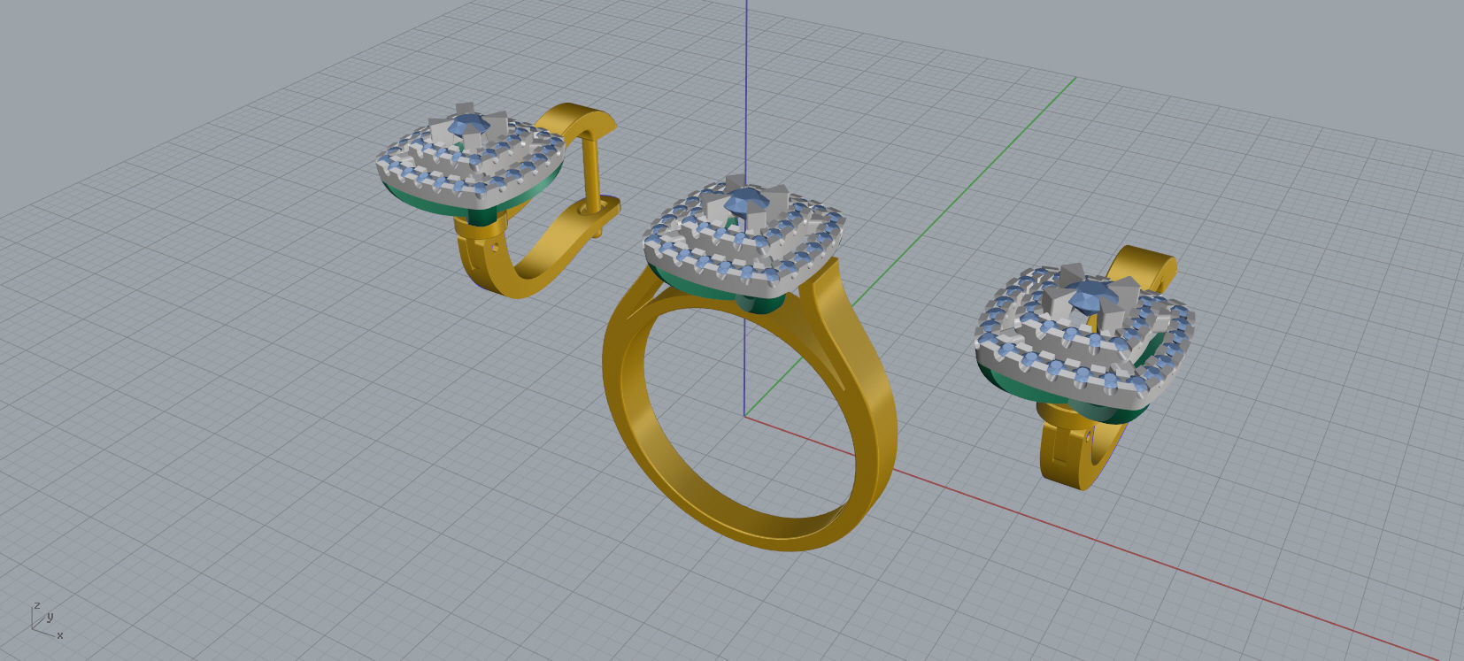 Ring and Earrings Diamond jewelry set 3d print model A73 3D print model_13
