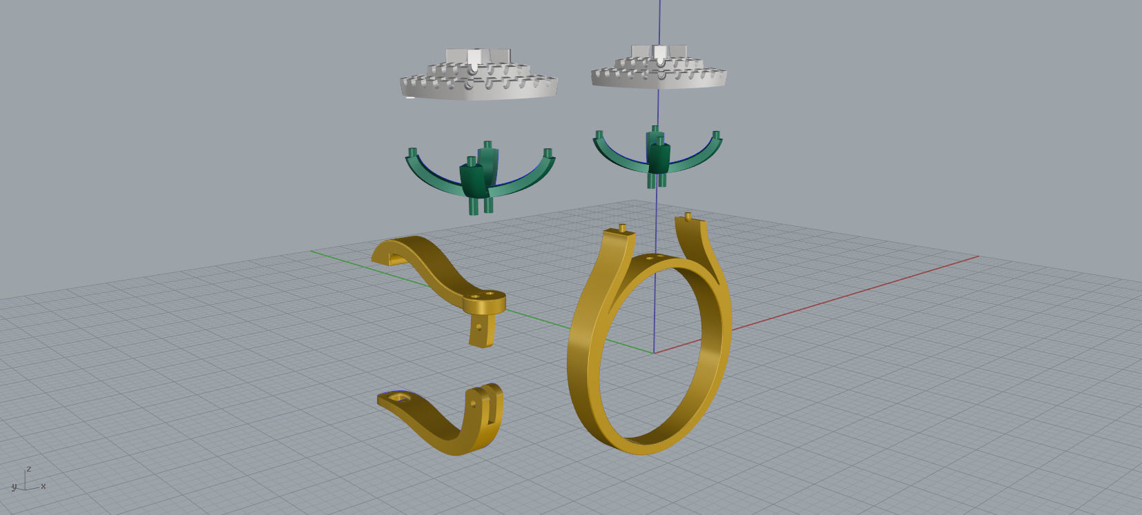 Ring and Earrings Diamond jewelry set 3d print model A73 3D print model_16