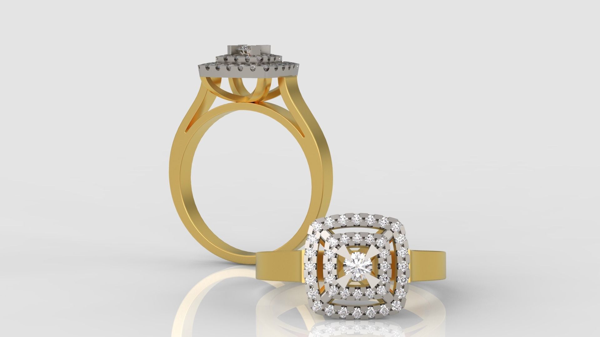 Ring and Earrings Diamond jewelry set 3d print model A73 3D print model_2