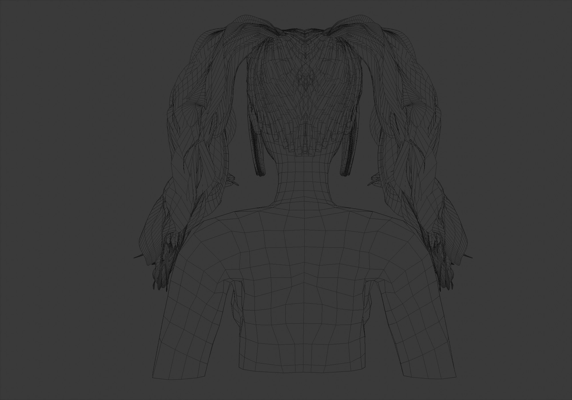 Wavy Ponytails Hair 3D model_9