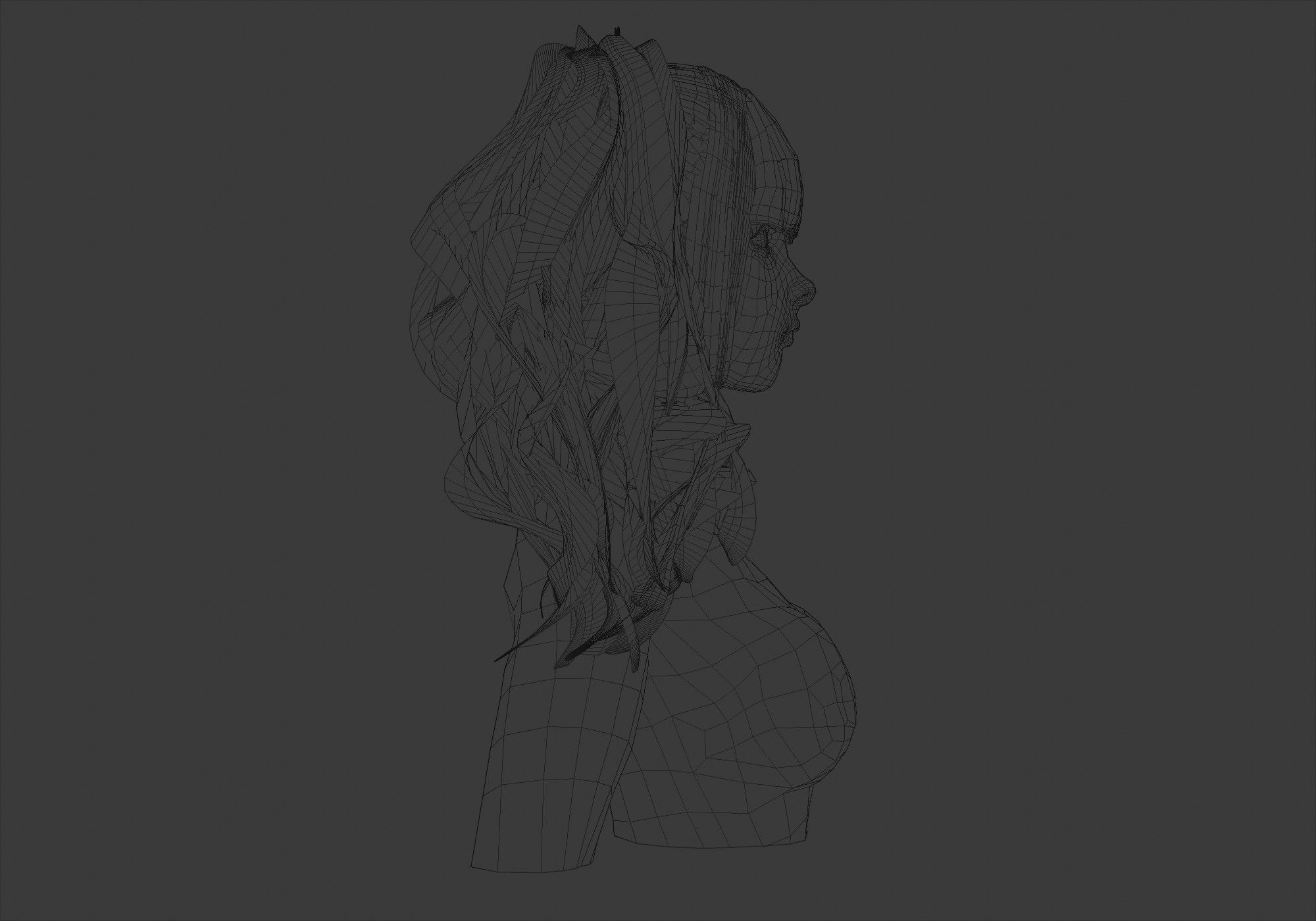 Wavy Ponytails Hair 3D model_7