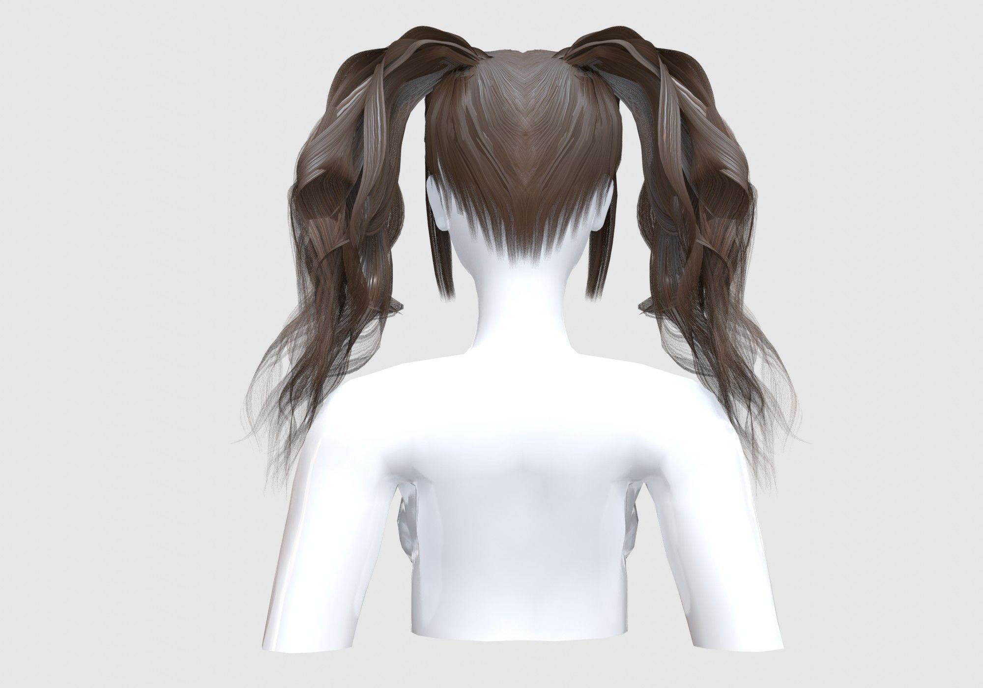 Wavy Ponytails Hair 3D model_4