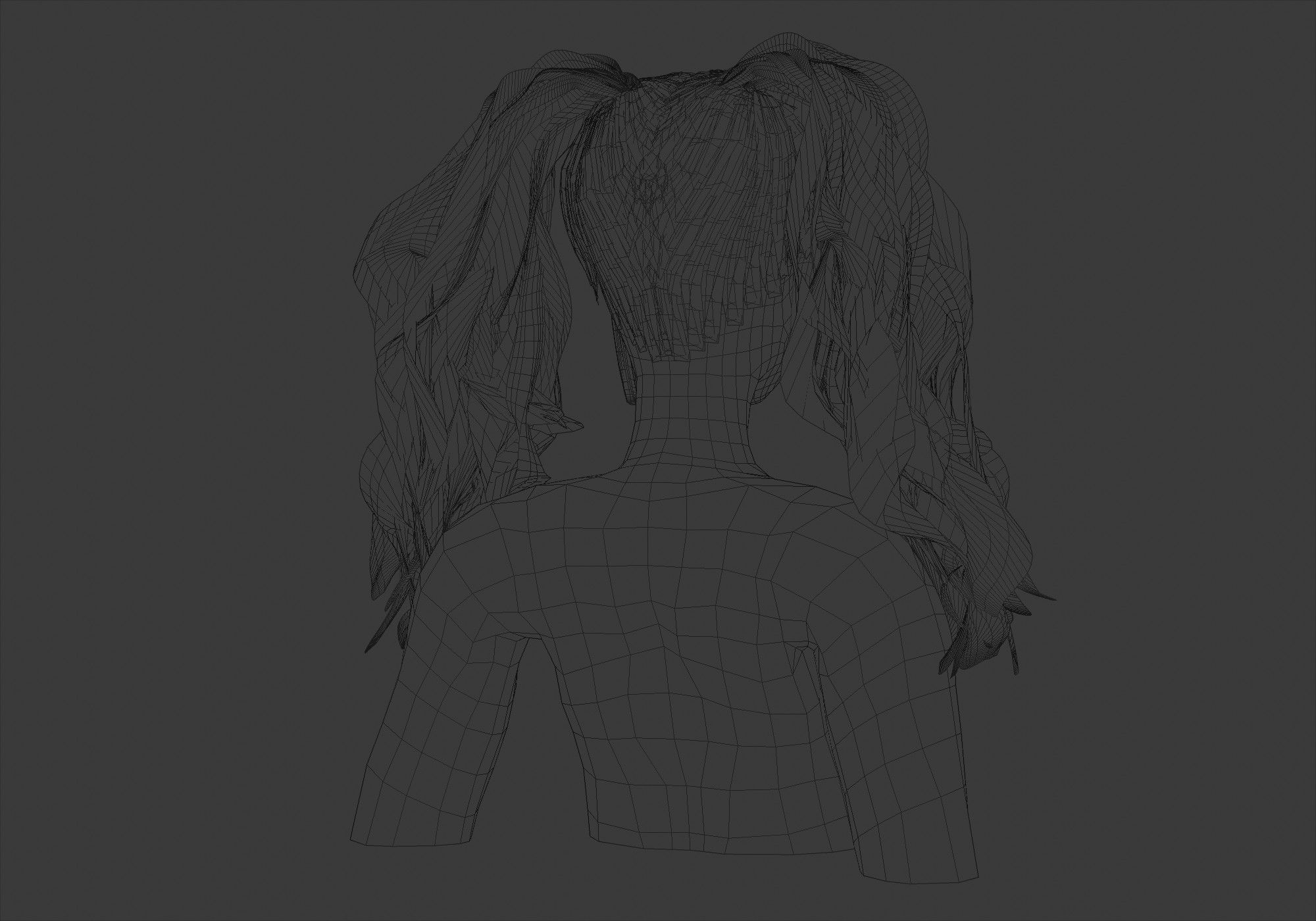 Wavy Ponytails Hair 3D model_8