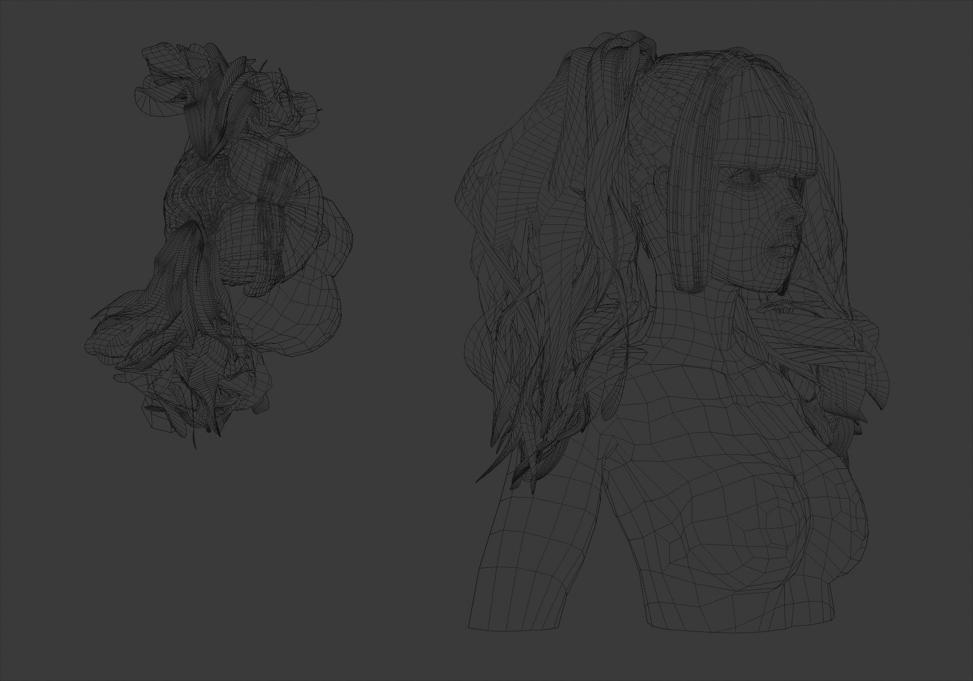 Wavy Ponytails Hair 3D model_6