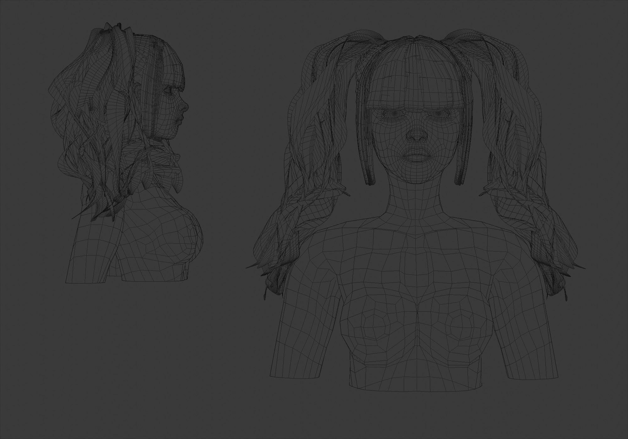 Wavy Ponytails Hair 3D model_5