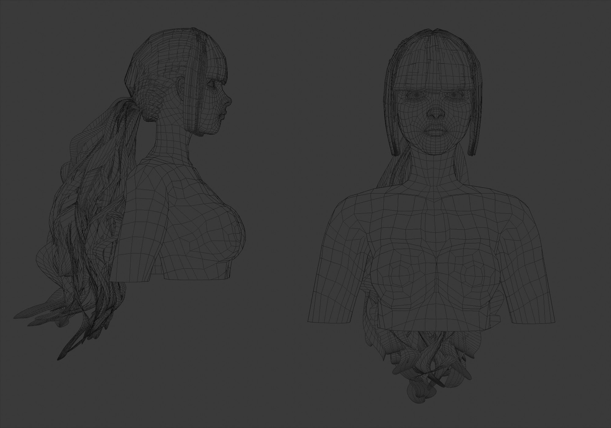 Wavy Ponytail Hairstyle 3D model_5