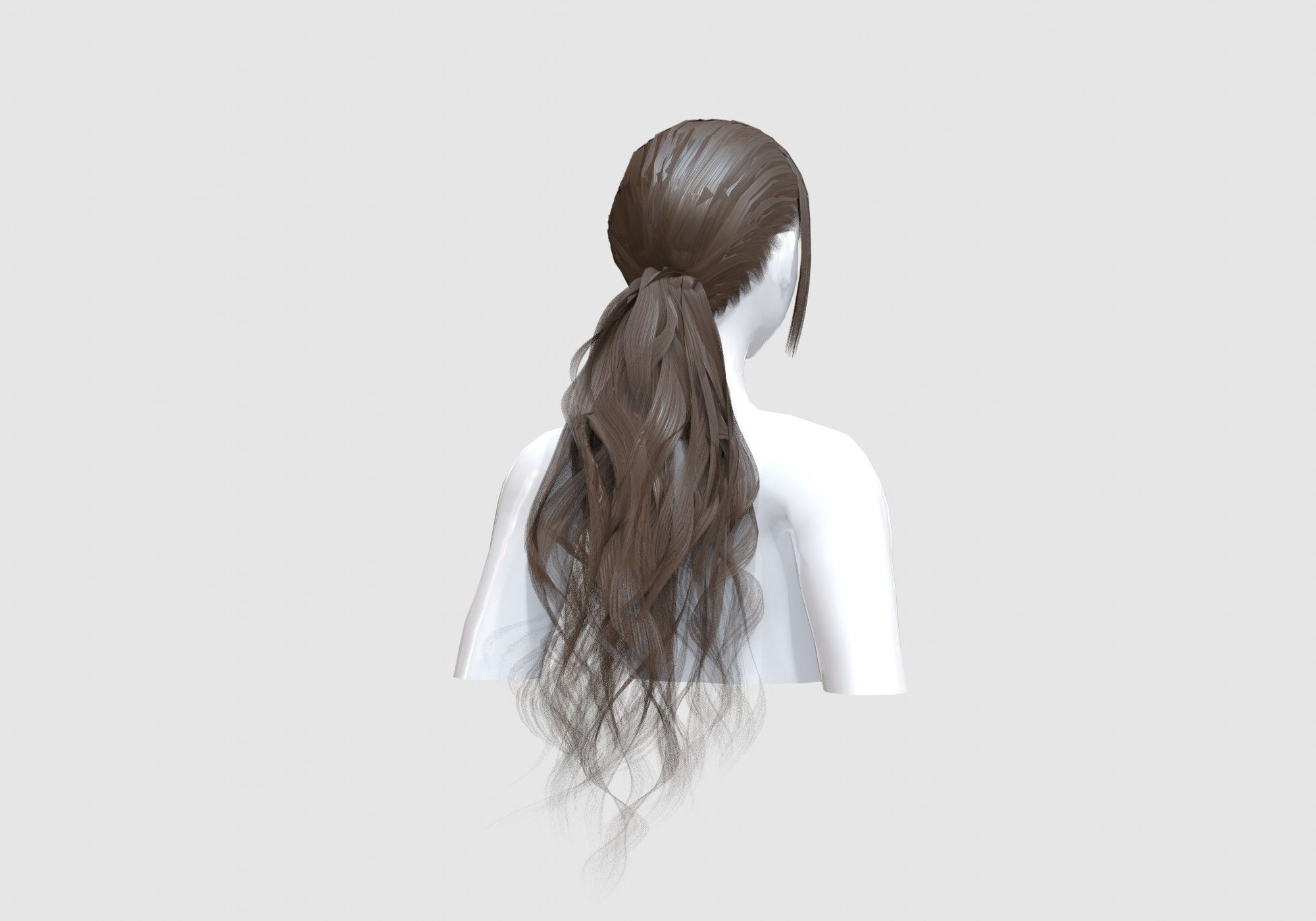 Wavy Ponytail Hairstyle 3D model_3
