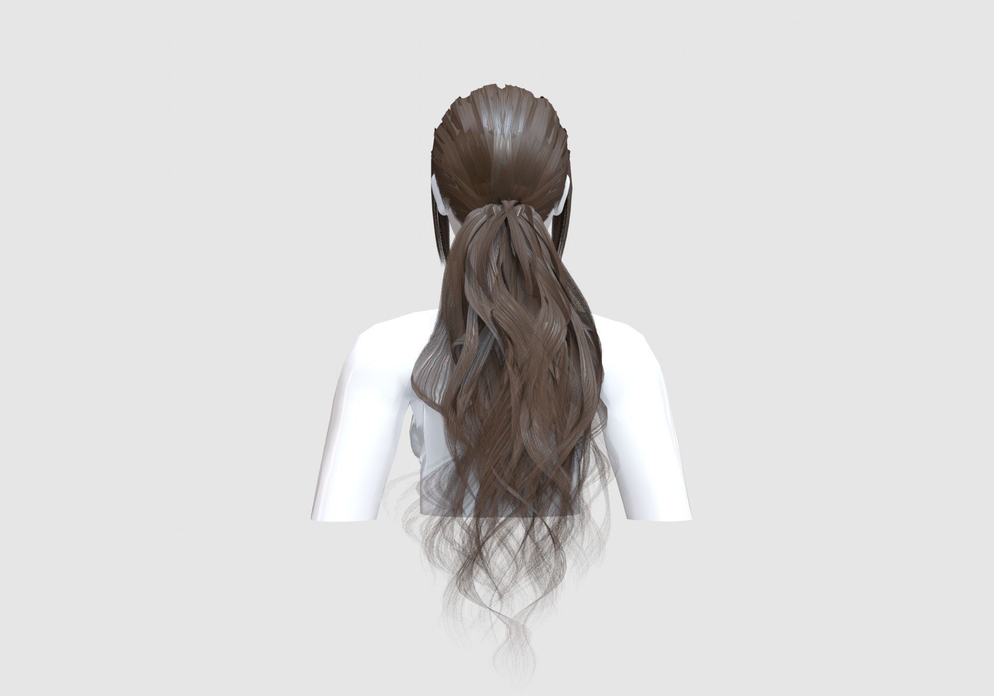 Wavy Ponytail Hairstyle 3D model_4