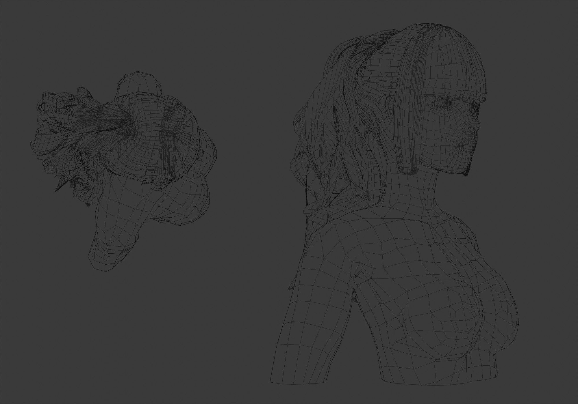 Wavy Ponytail Hair 3D model_6