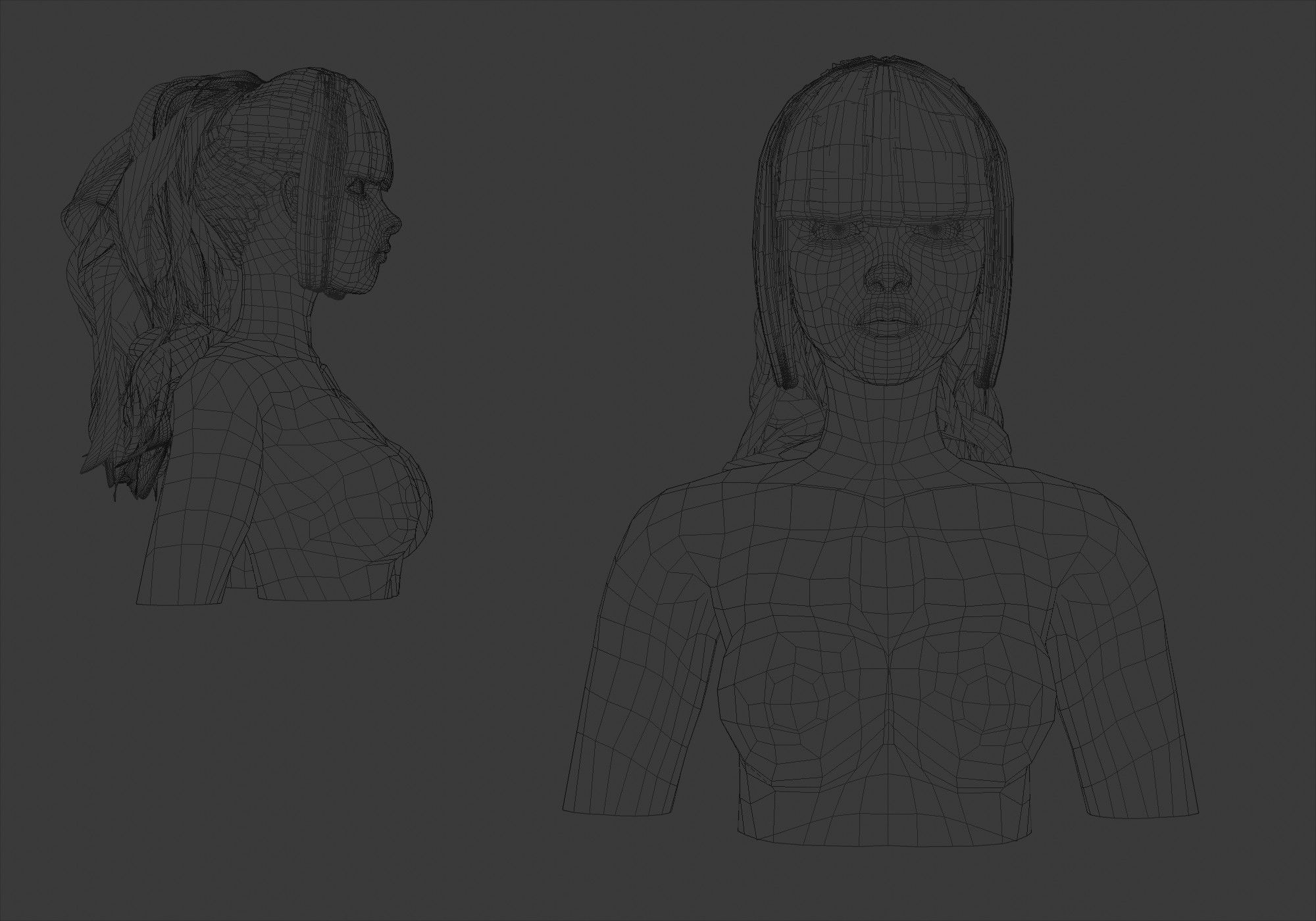 Wavy Ponytail Hair 3D model_5