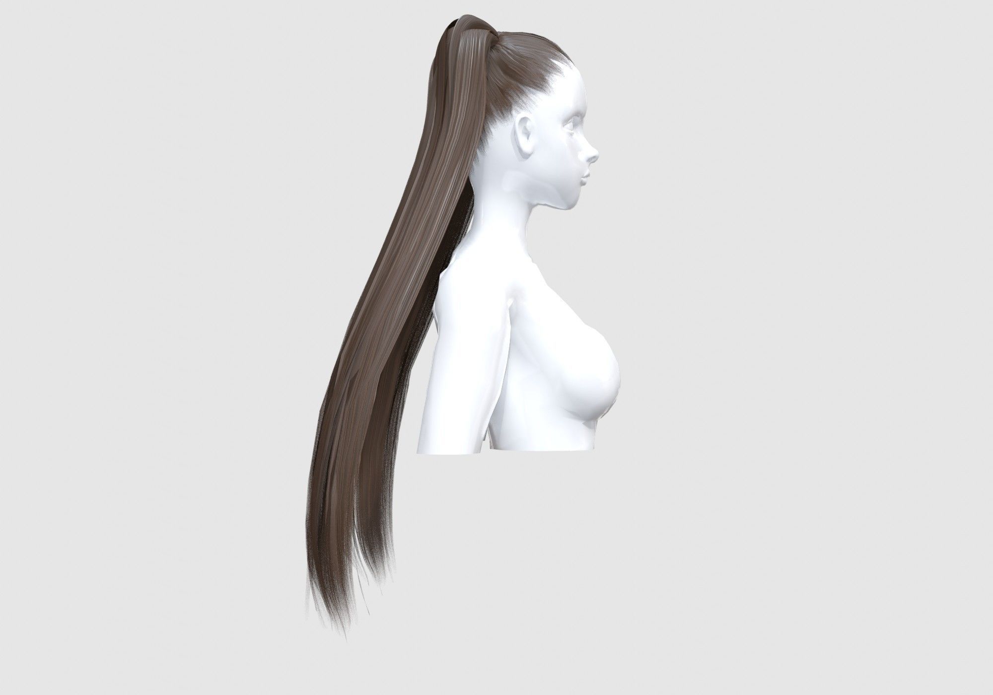Ponytails Female Hairstyle 3D model_2