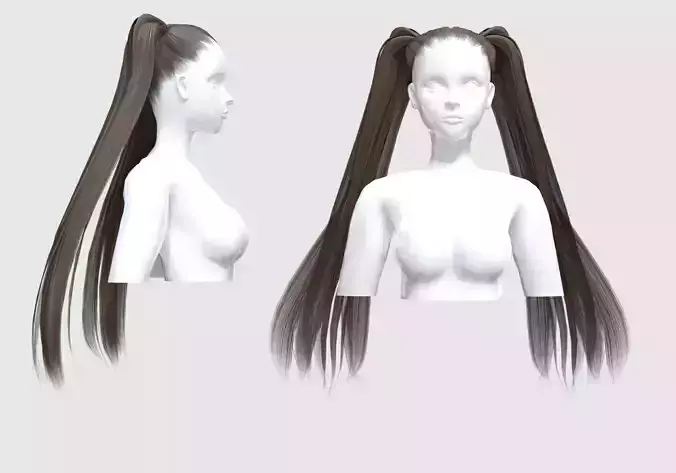 Ponytails Female Hairstyle 3D model Ponytails Female Hairstyle 3D model