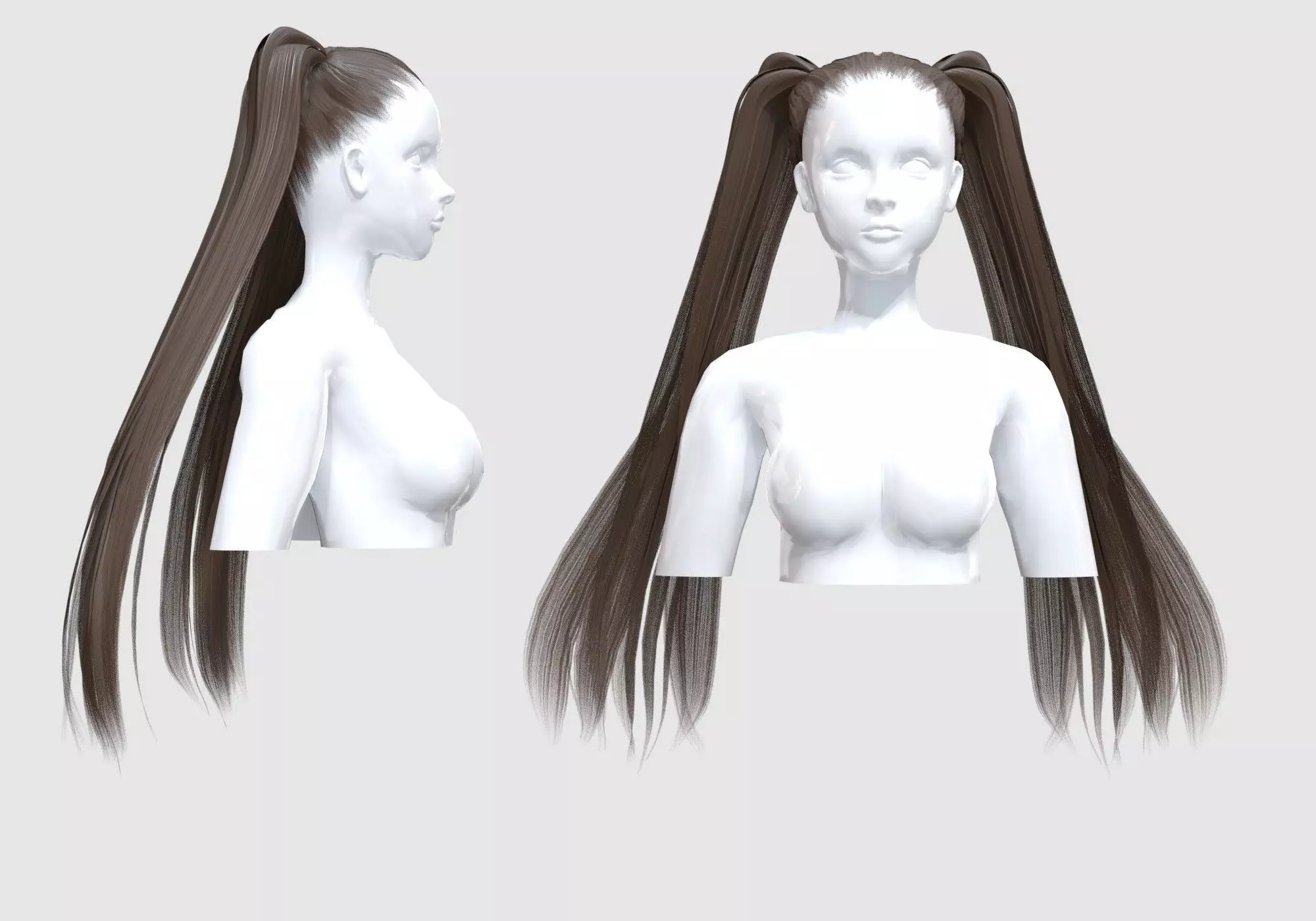 Ponytails Female Hairstyle 3D model_0