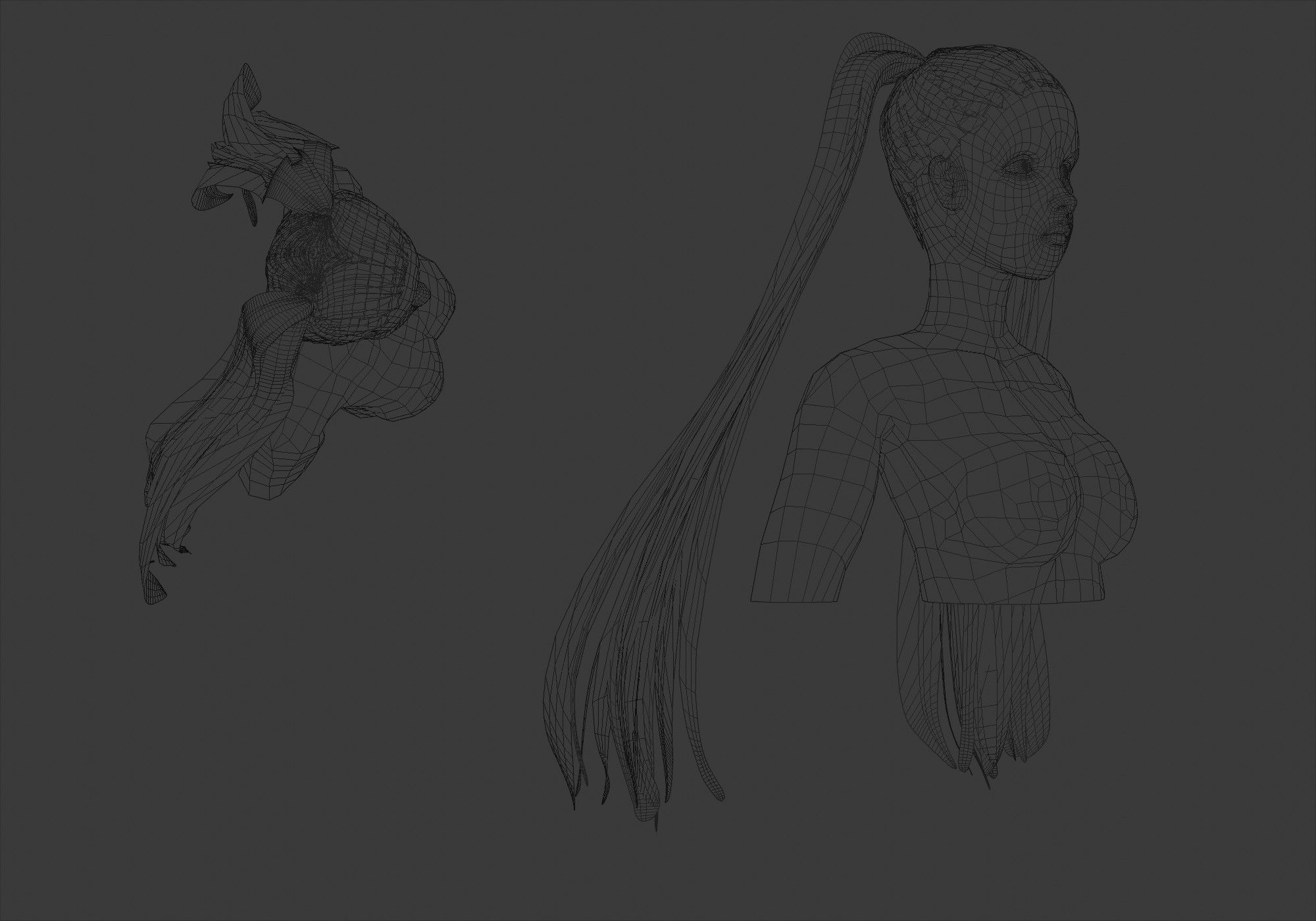 Ponytails Female Hairstyle 3D model_6