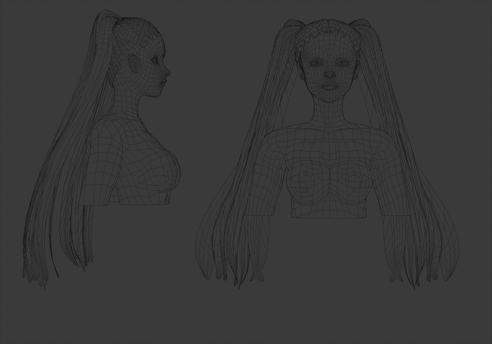 Ponytails Female Hairstyle 3D model_5