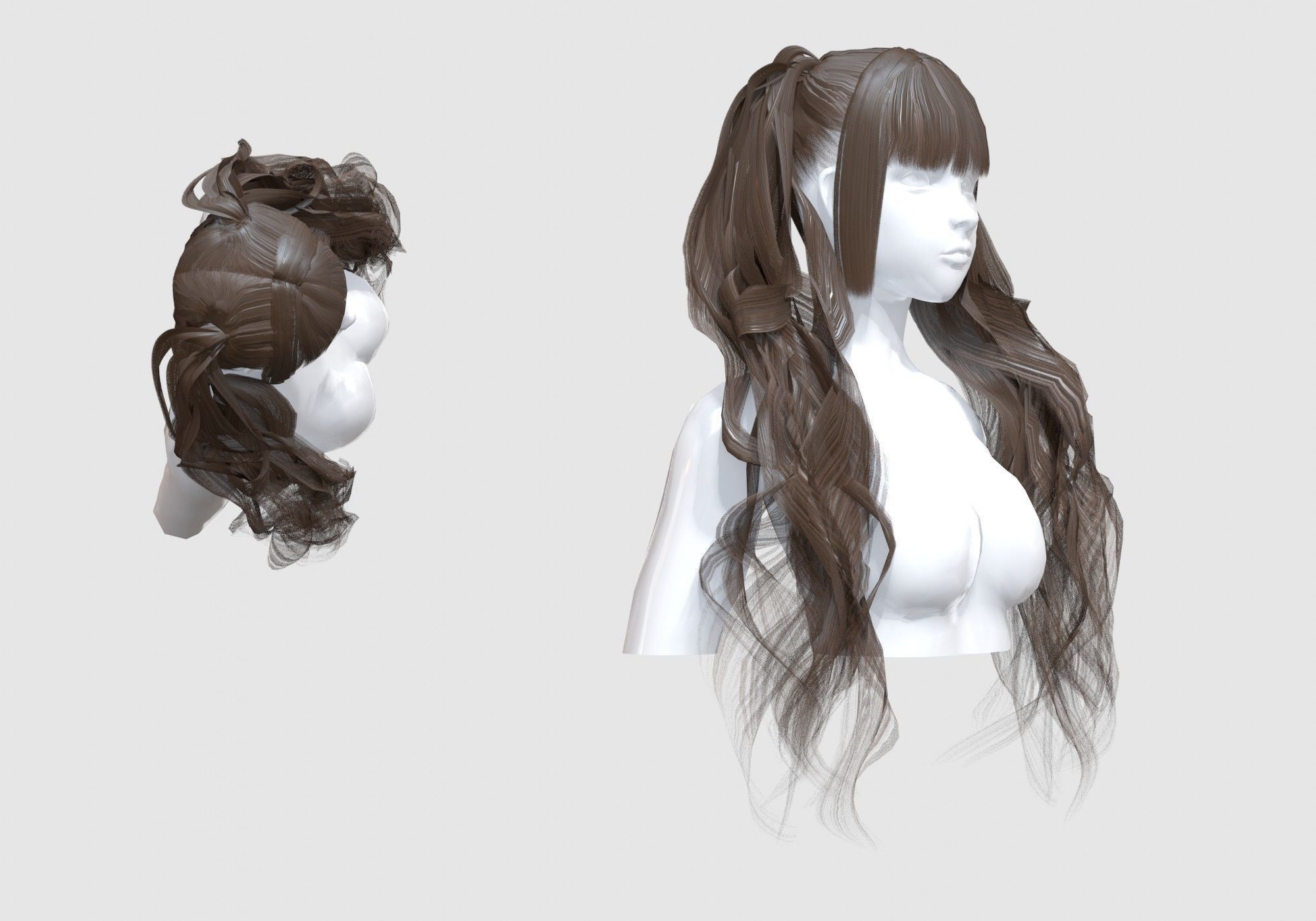 Ponytails Bangs Hairstyle  3D model_1