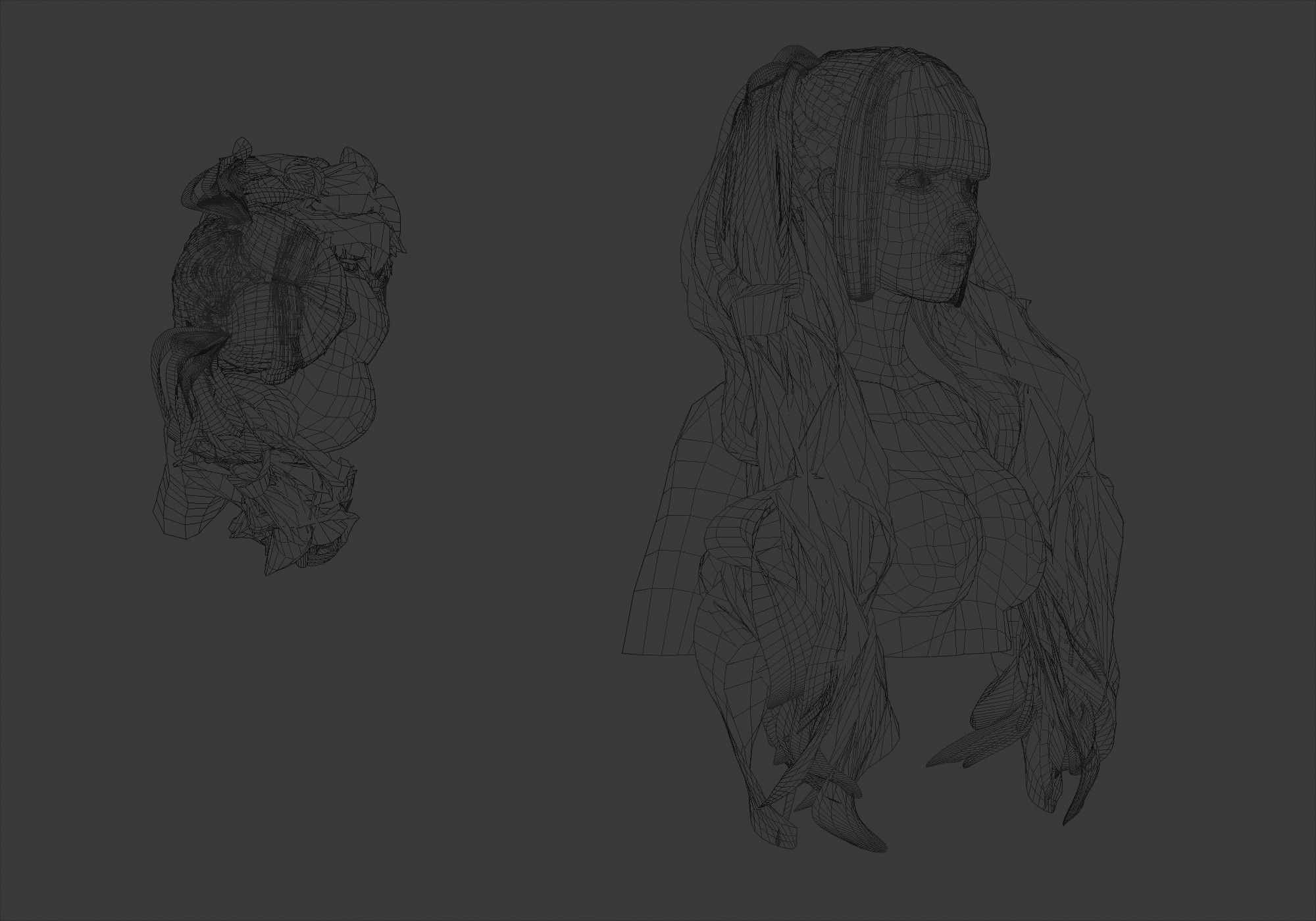 Ponytails Bangs Hairstyle  3D model_6