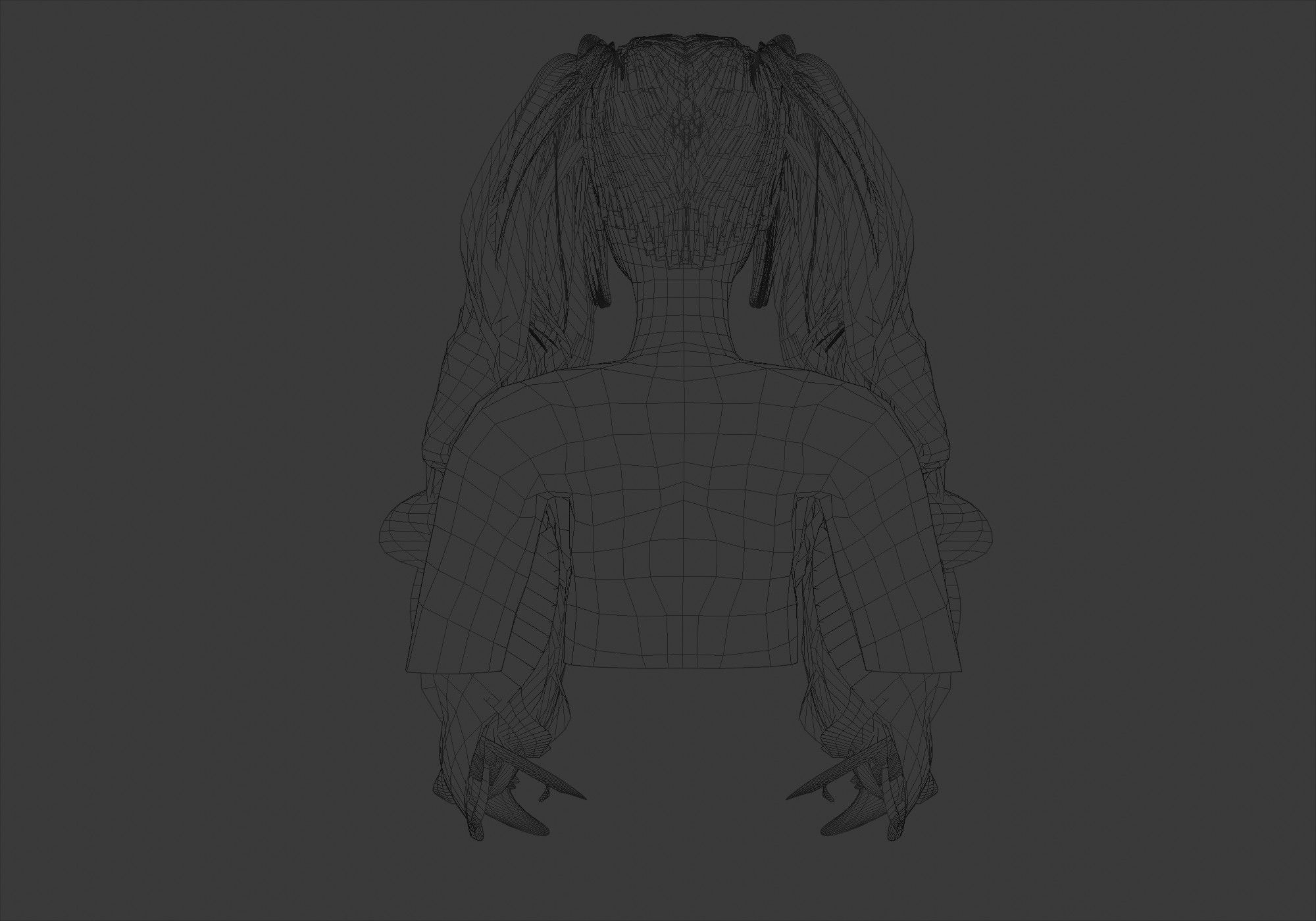 Ponytails Bangs Hairstyle  3D model_9