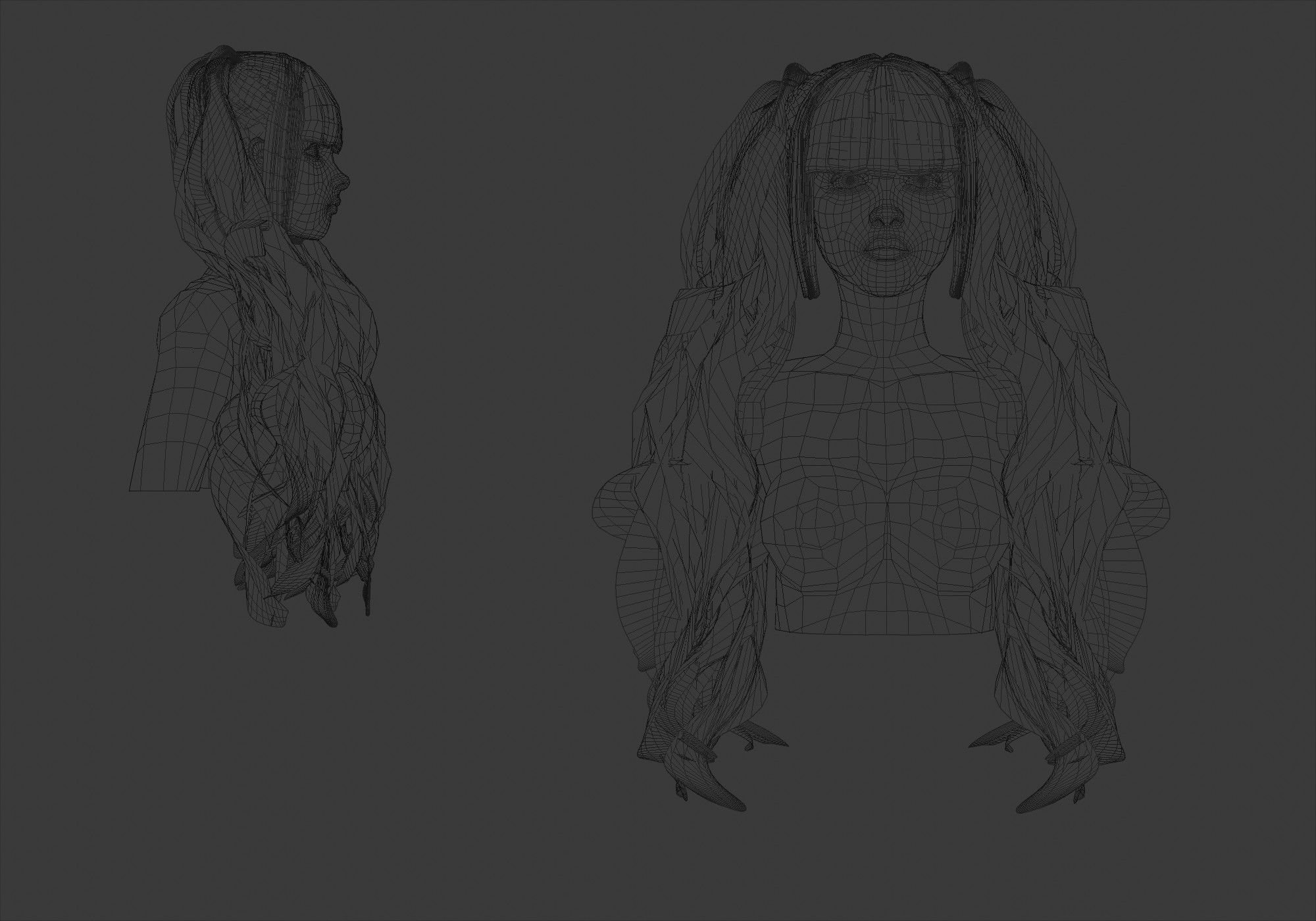Ponytails Bangs Hairstyle  3D model_5