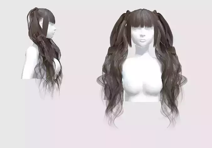 Ponytails Bangs Hairstyle  3D model