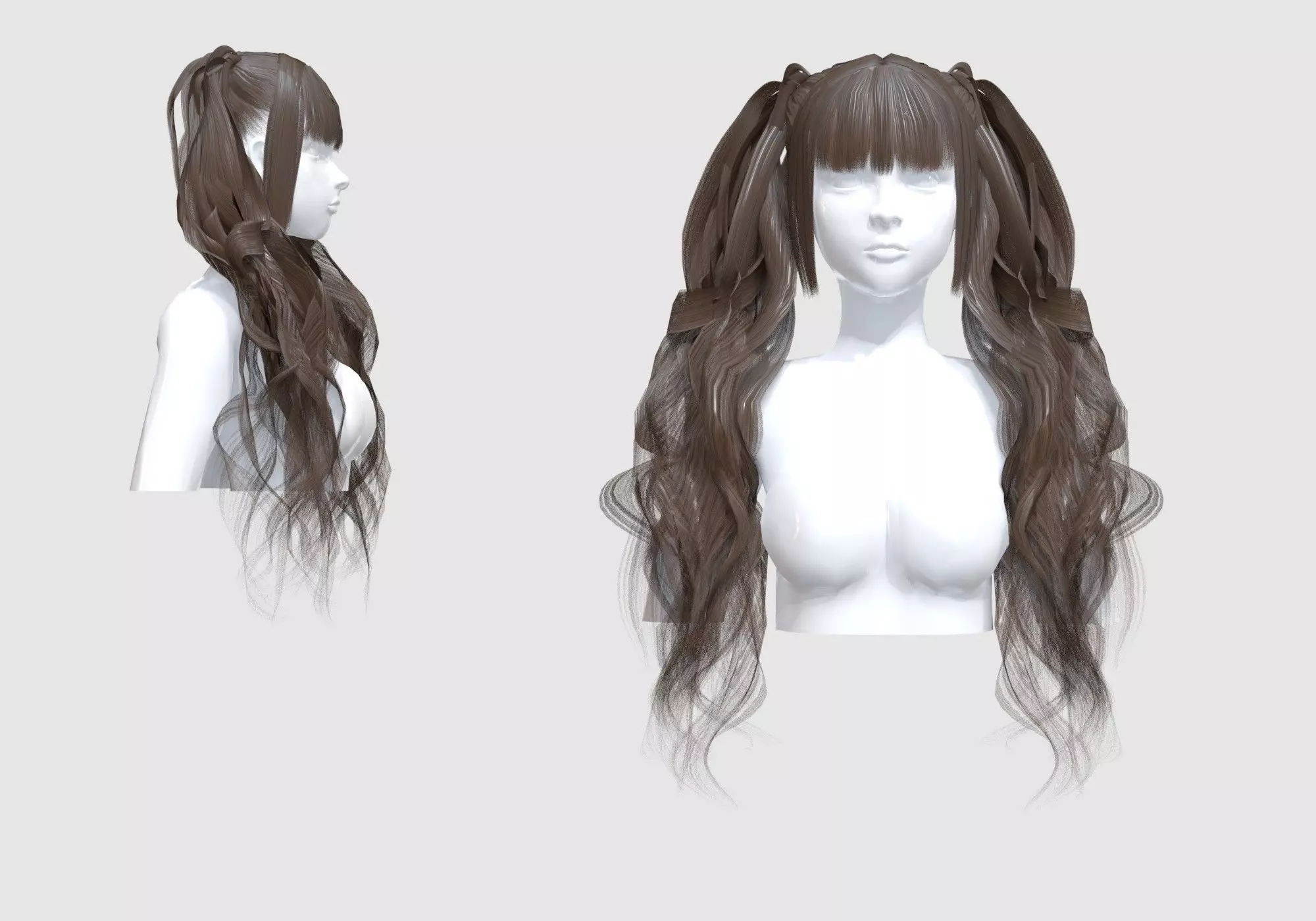 Ponytails Bangs Hairstyle  3D model_0