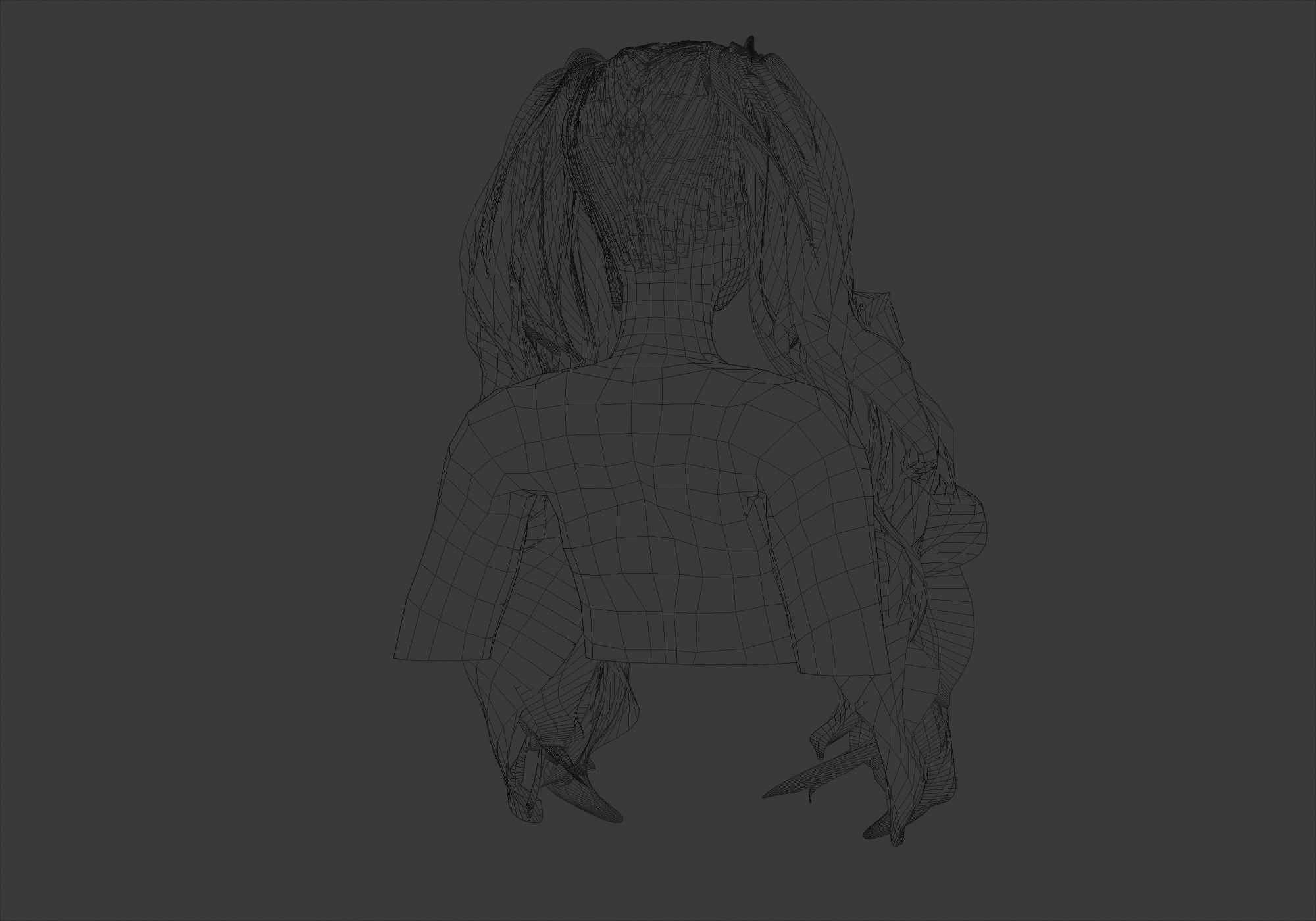 Ponytails Bangs Hairstyle  3D model_8