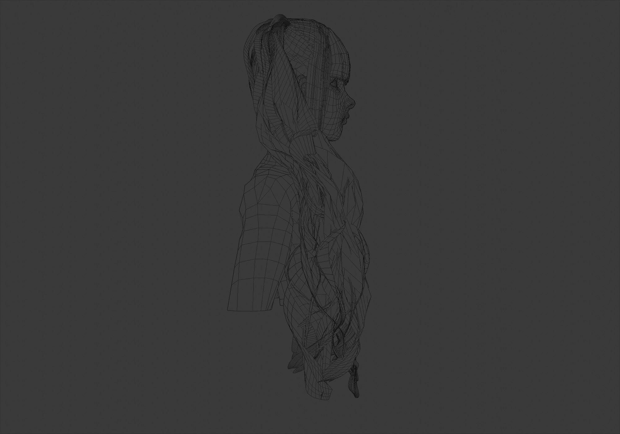 Ponytails Bangs Hairstyle  3D model_7