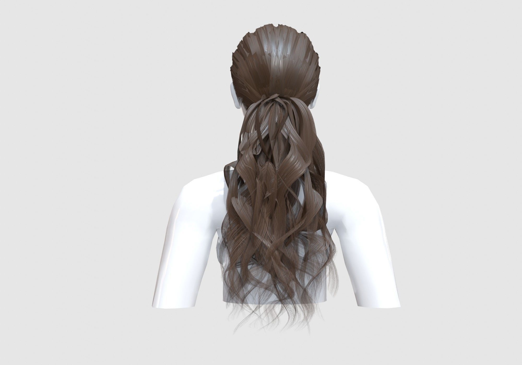 Ponytail Female Hair 3D model_4