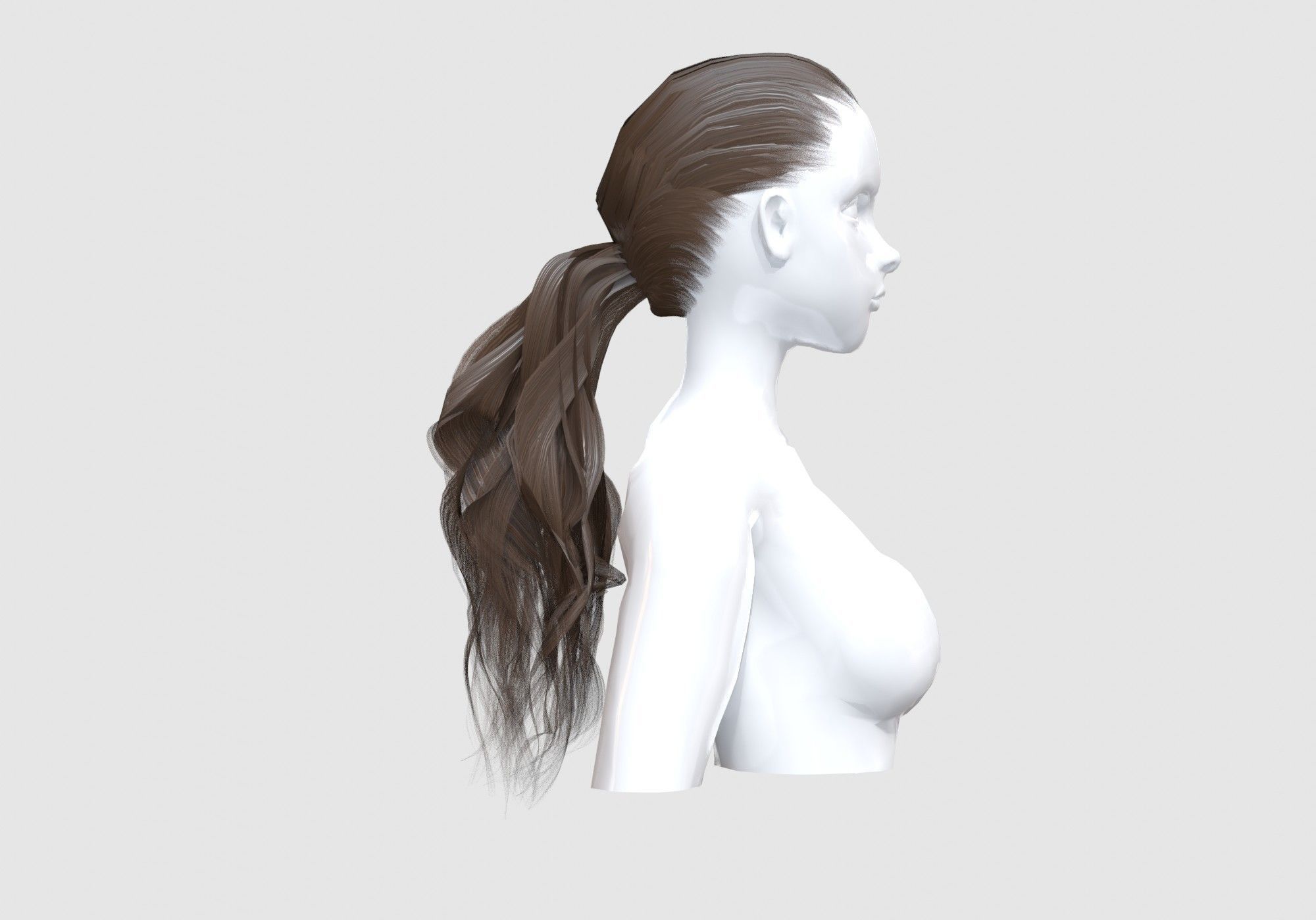 Ponytail Female Hair 3D model_2
