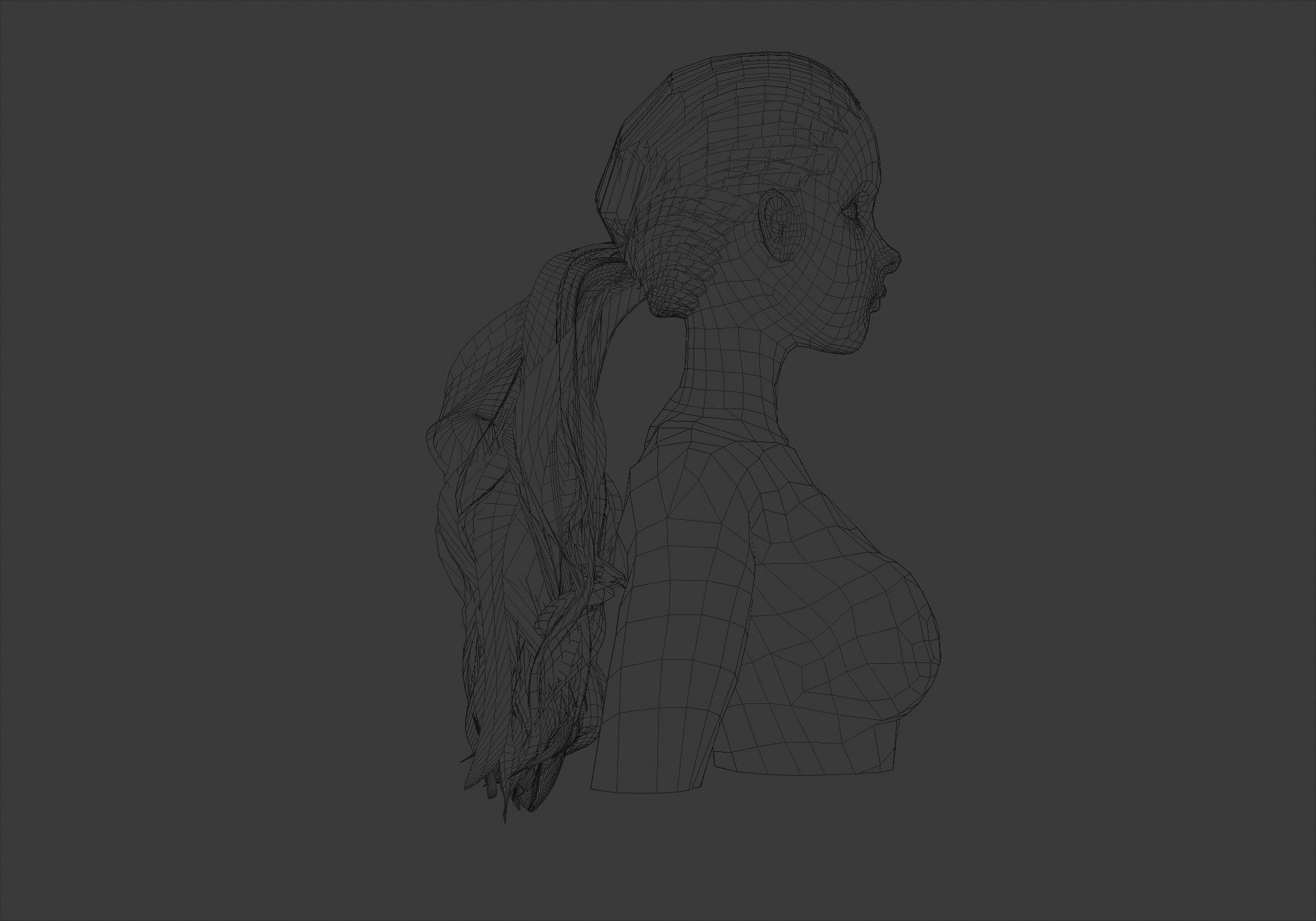 Ponytail Female Hair 3D model_7