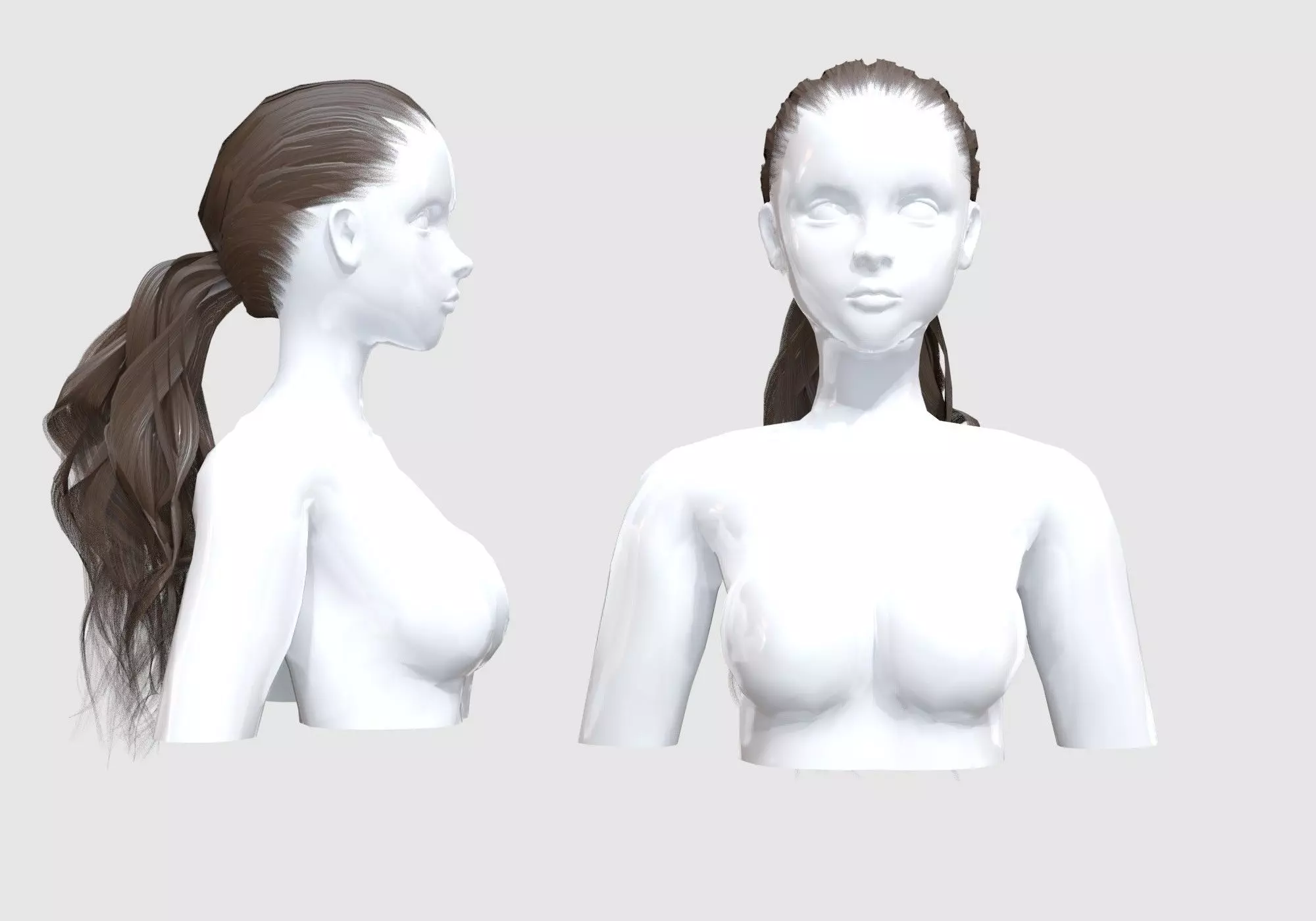 Ponytail Female Hair 3D model_0