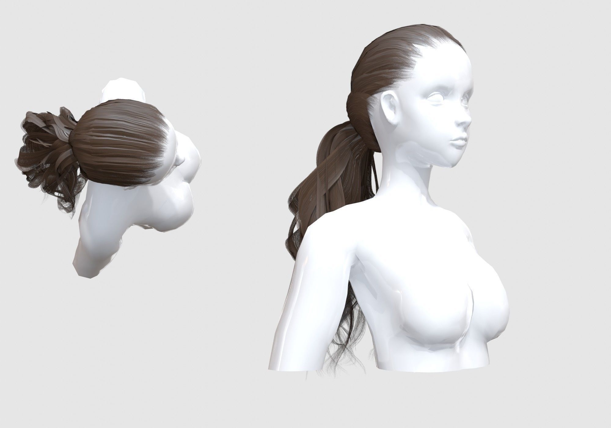 Ponytail Female Hair 3D model_1