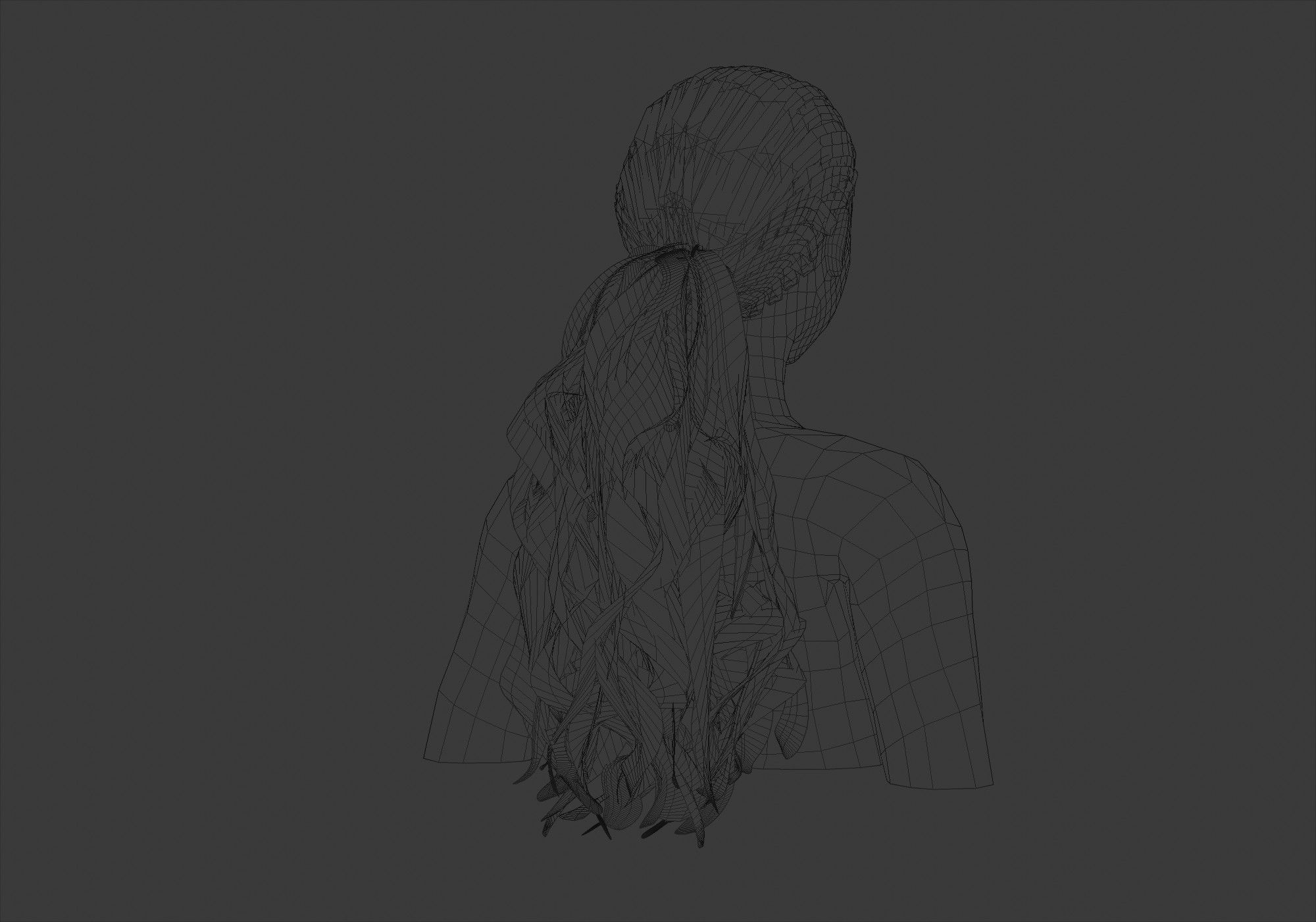 Ponytail Female Hair 3D model_8