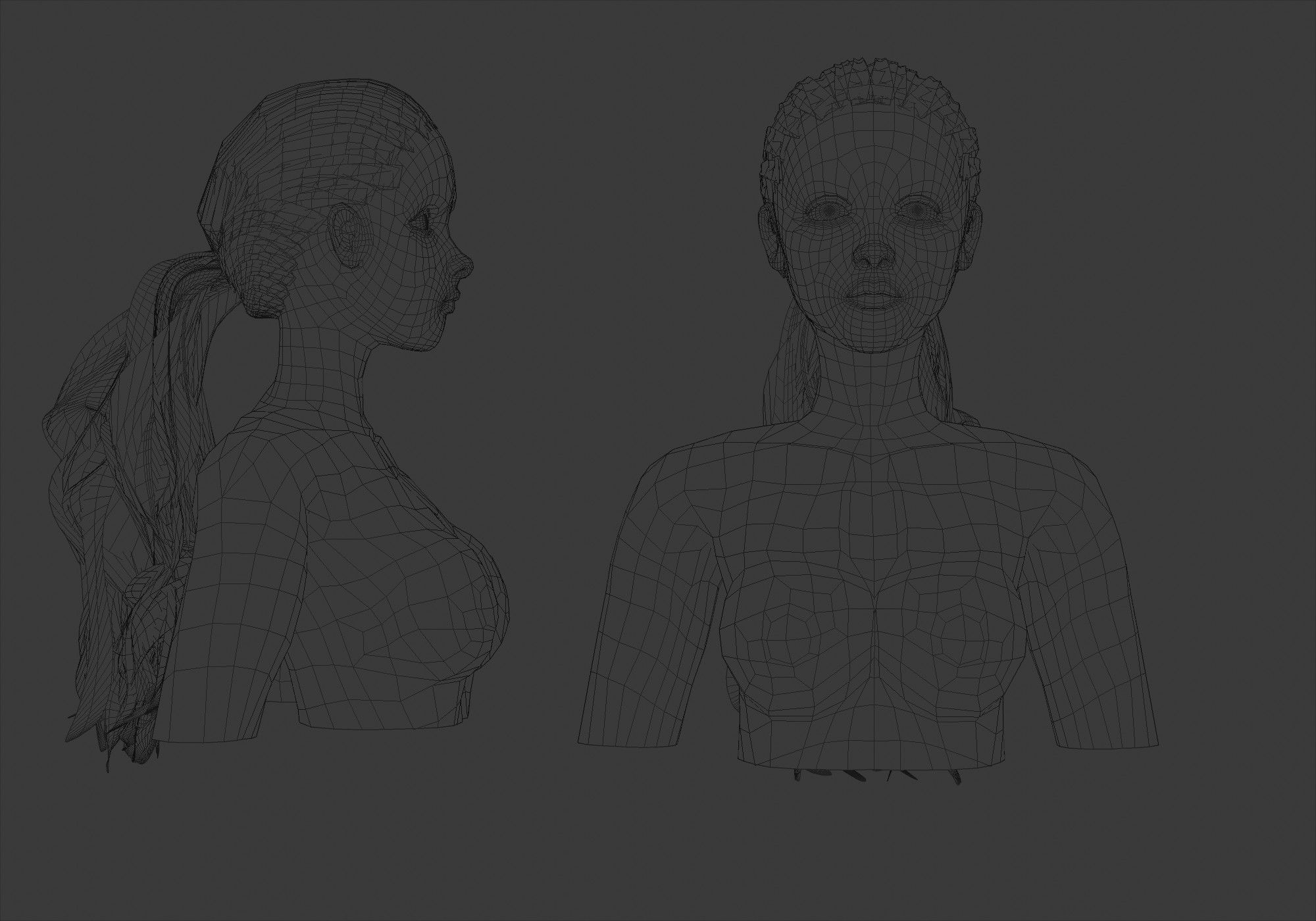 Ponytail Female Hair 3D model_5