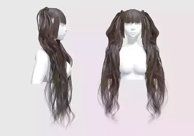 Pigtails Wavy Hairstyle  3D model