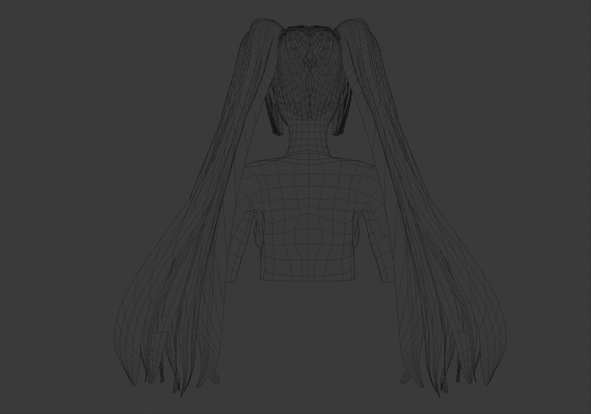Pigtails Long Hairstyle 3D model_9