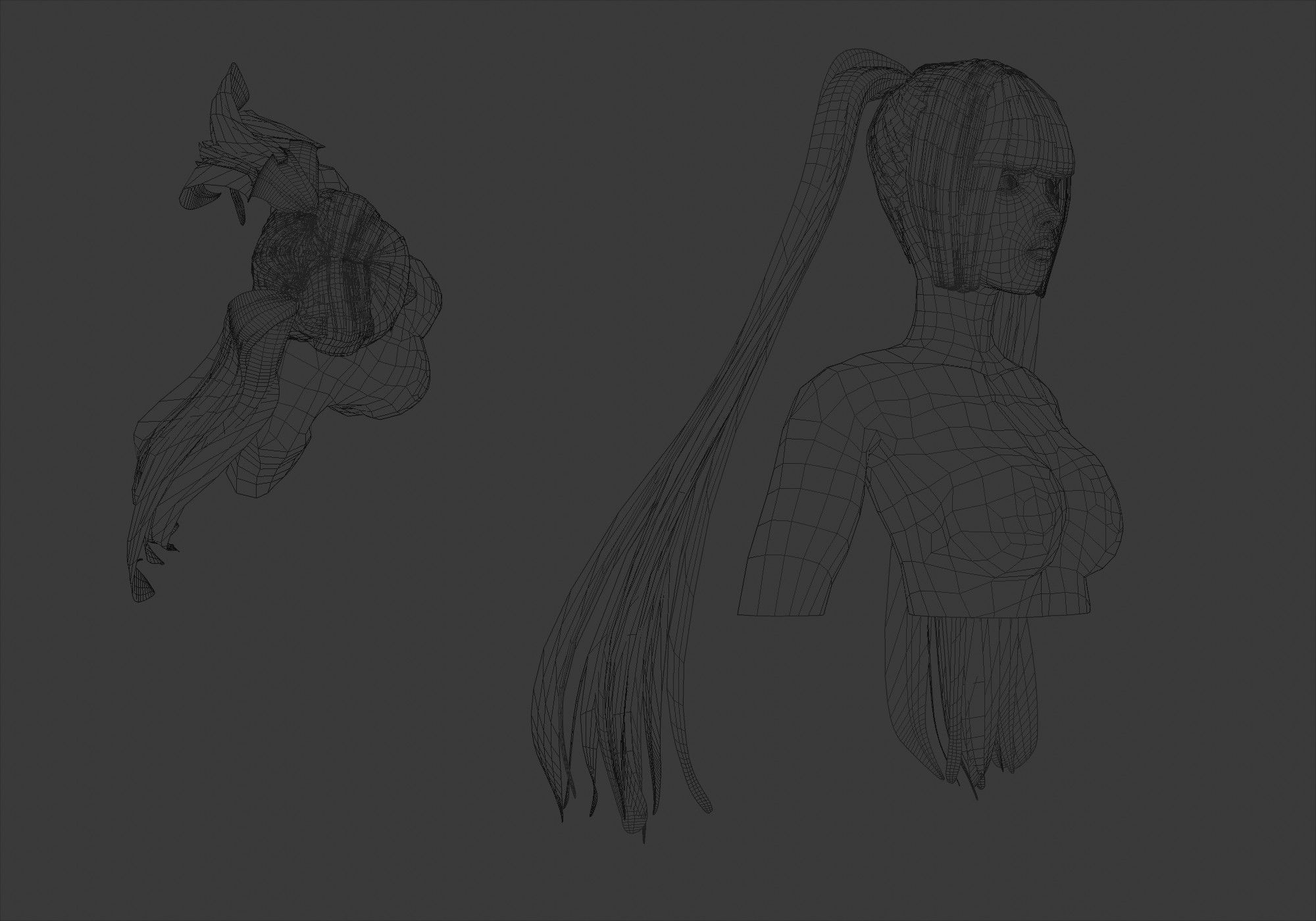 Pigtails Long Hairstyle 3D model_6