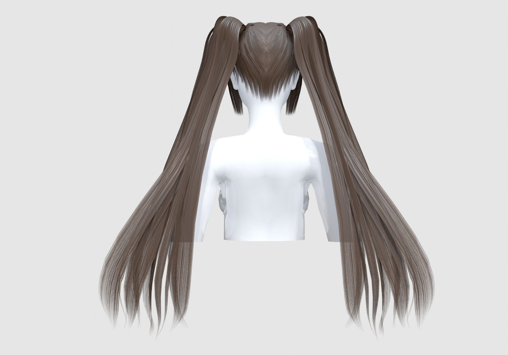 Pigtails Long Hairstyle 3D model_4