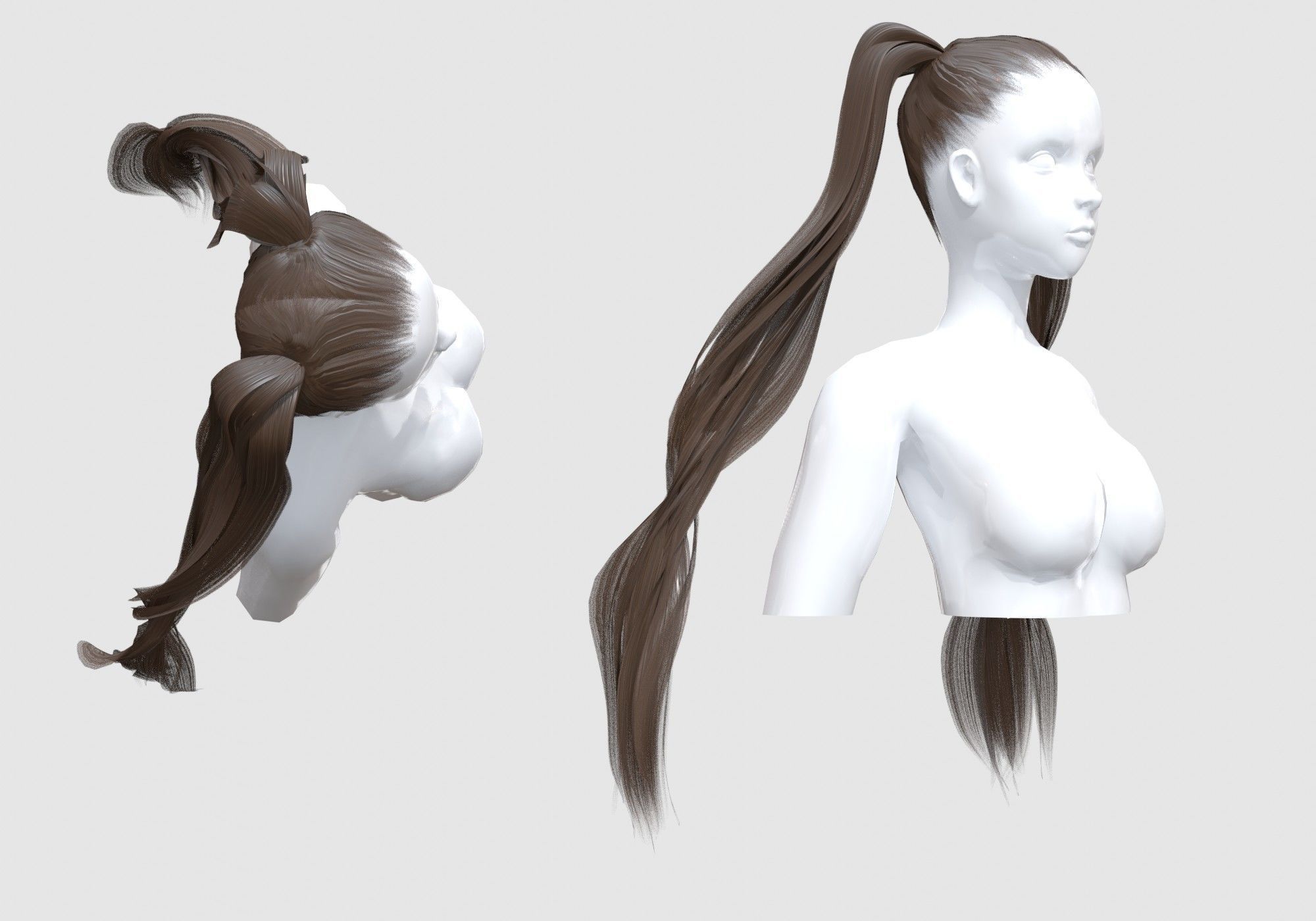 Pigtails Female Hairstyle 3D model_1