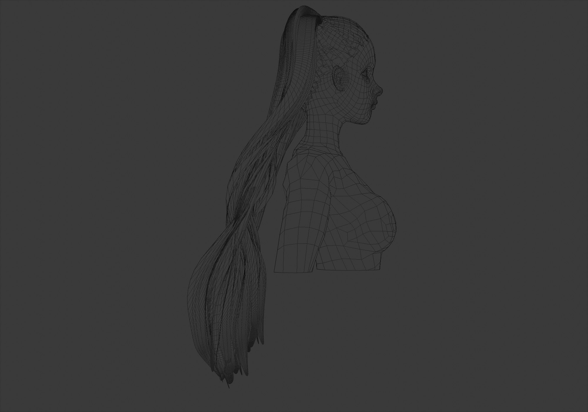 Pigtails Female Hairstyle 3D model_7