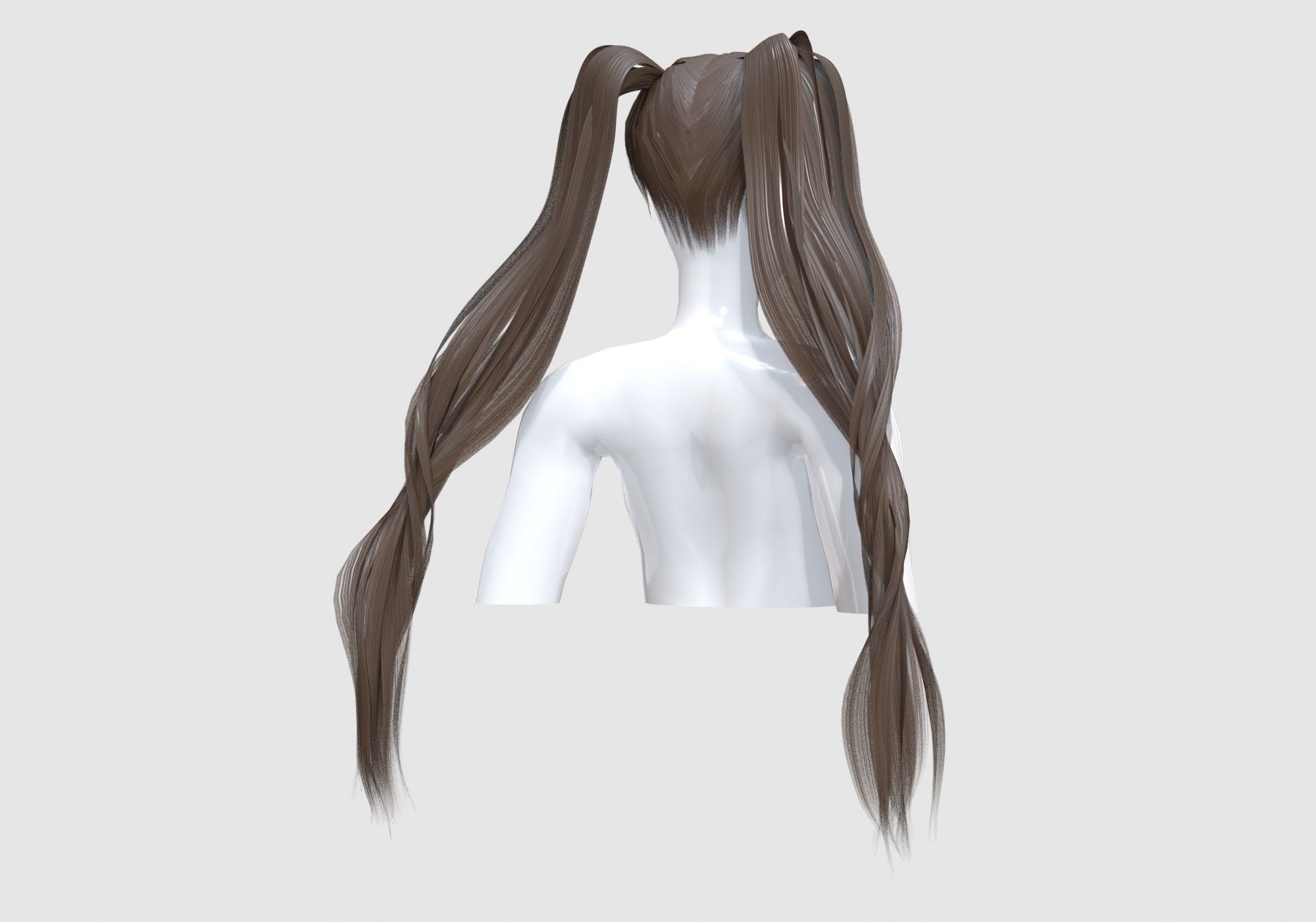 Pigtails Female Hairstyle 3D model_3