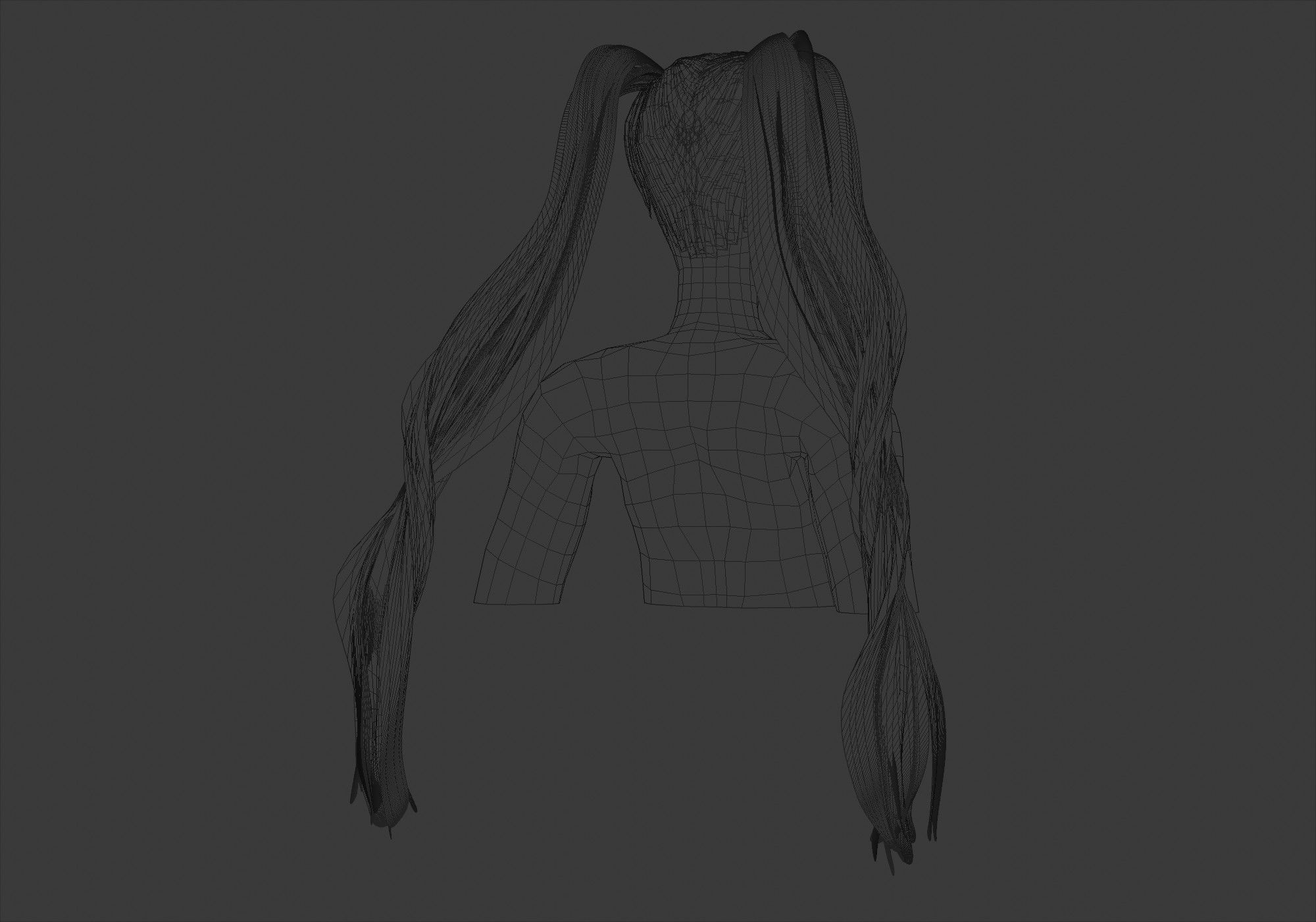 Pigtails Female Hairstyle 3D model_8