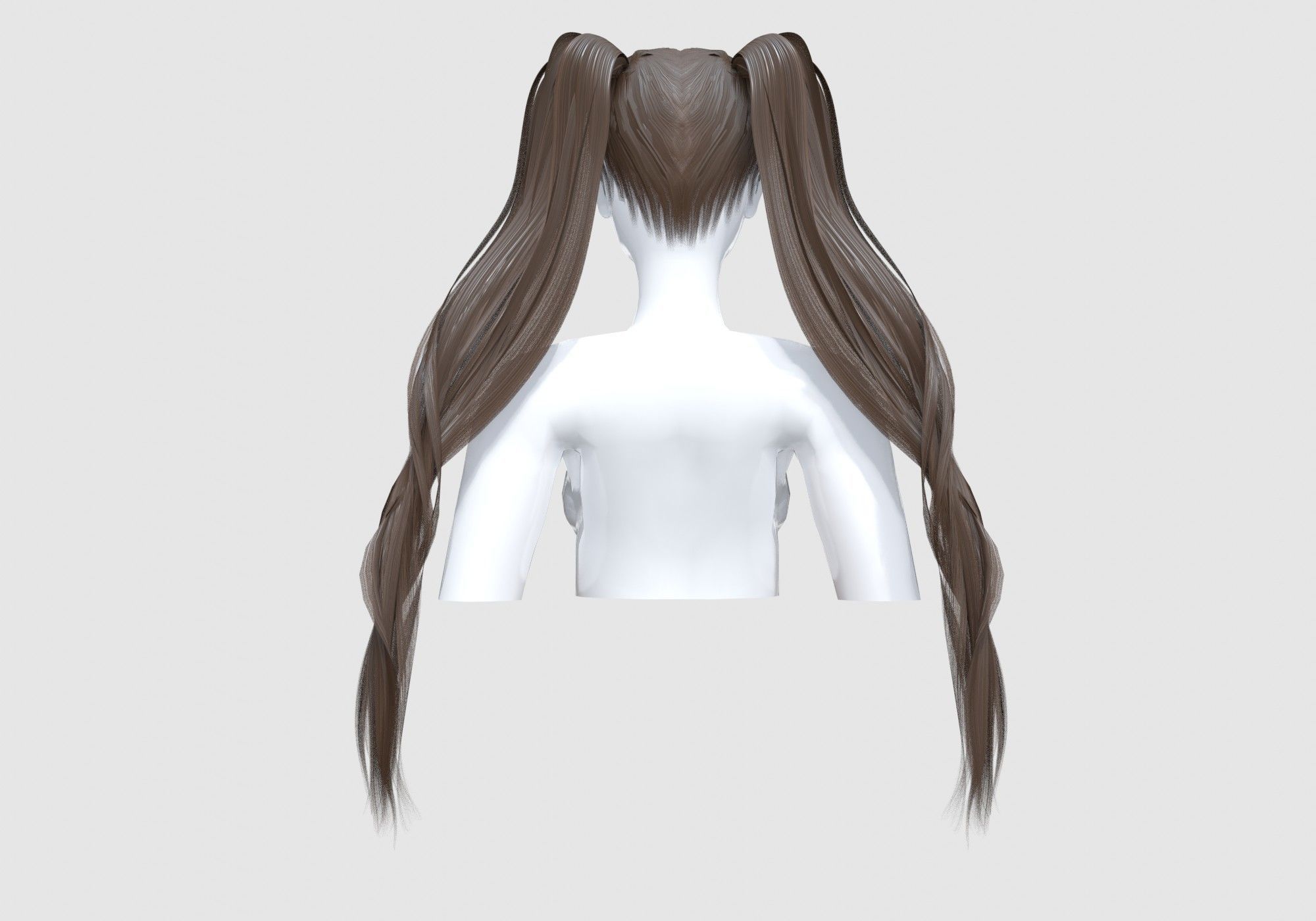 Pigtails Female Hairstyle 3D model_4