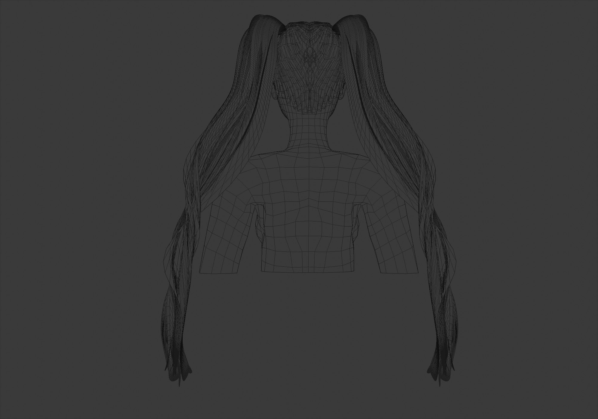 Pigtails Female Hairstyle 3D model_9
