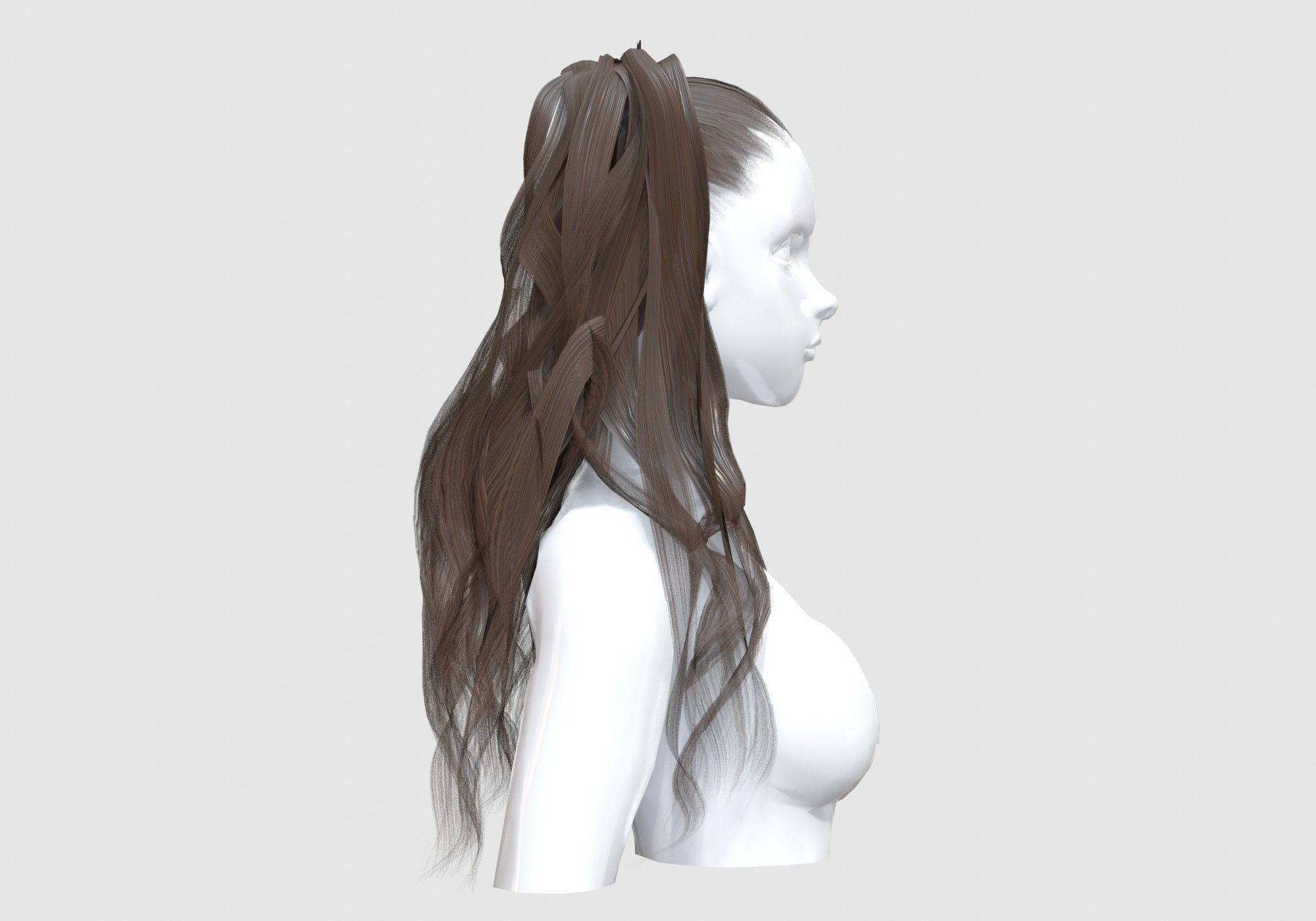 Pigtails Female Hair 3D model_2