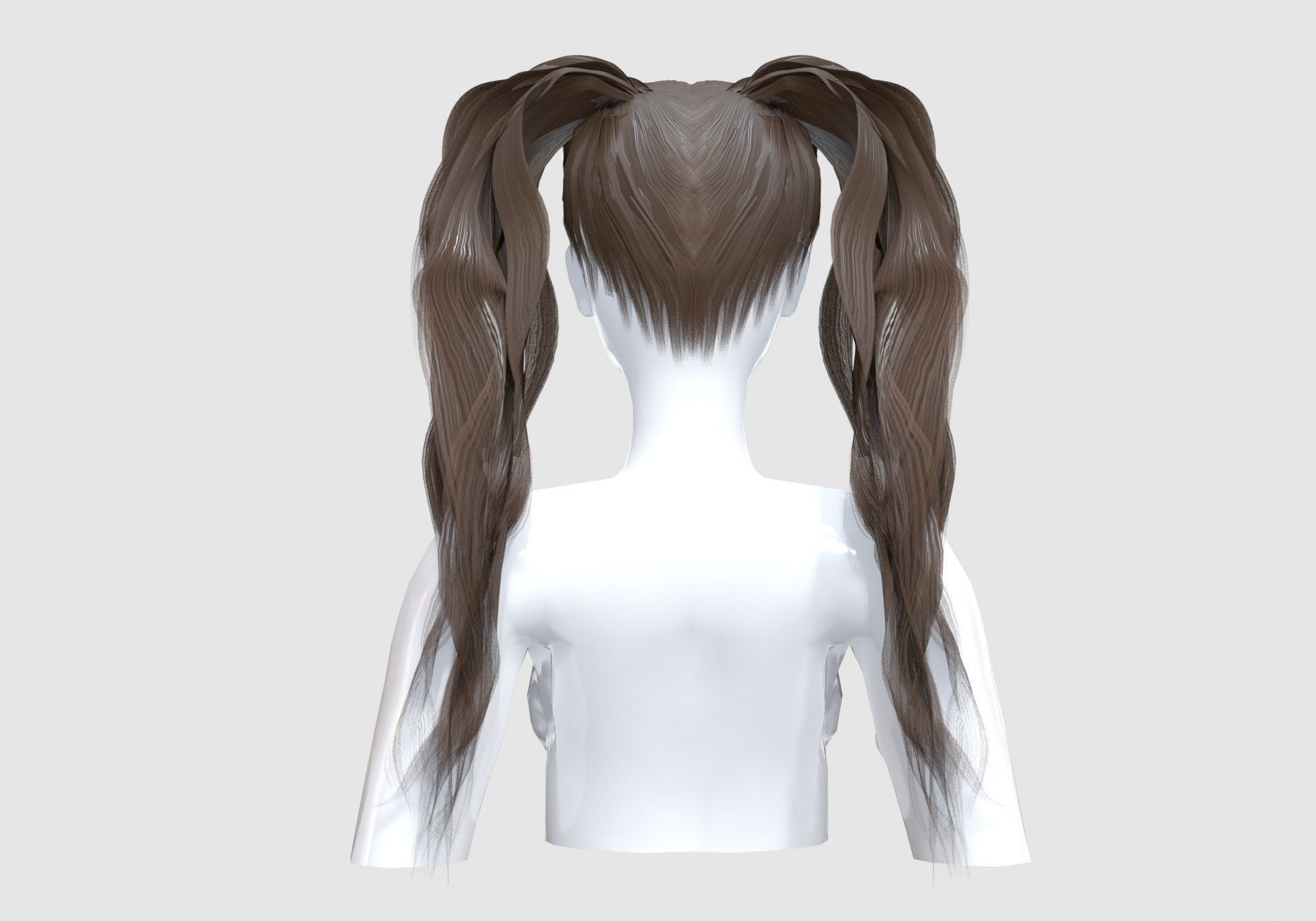 Pigtails Female Hair 3D model_4