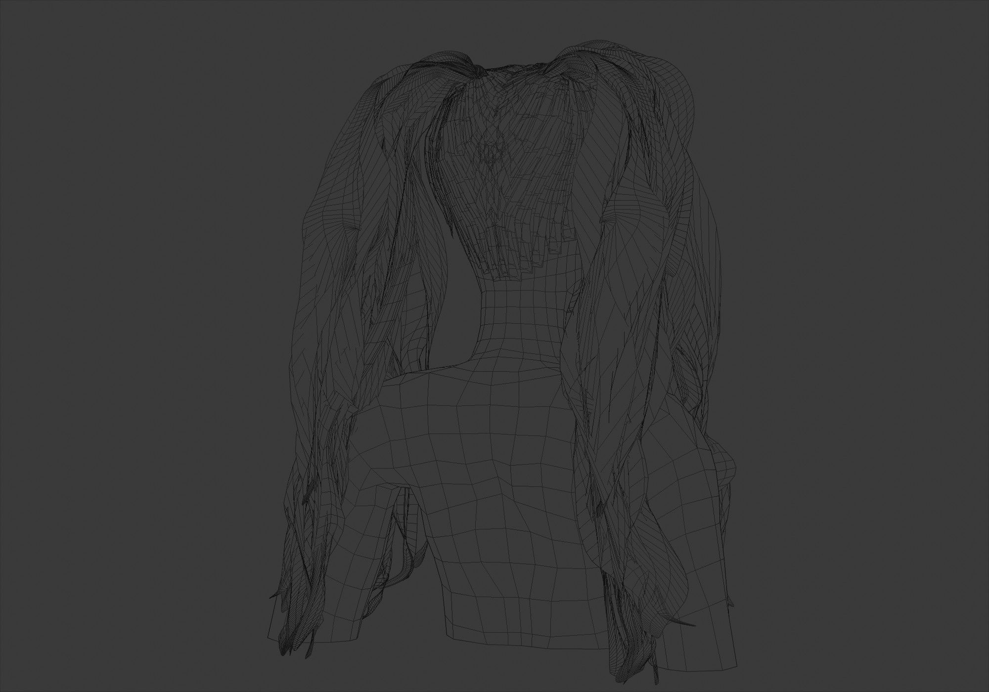 Pigtails Female Hair 3D model_8